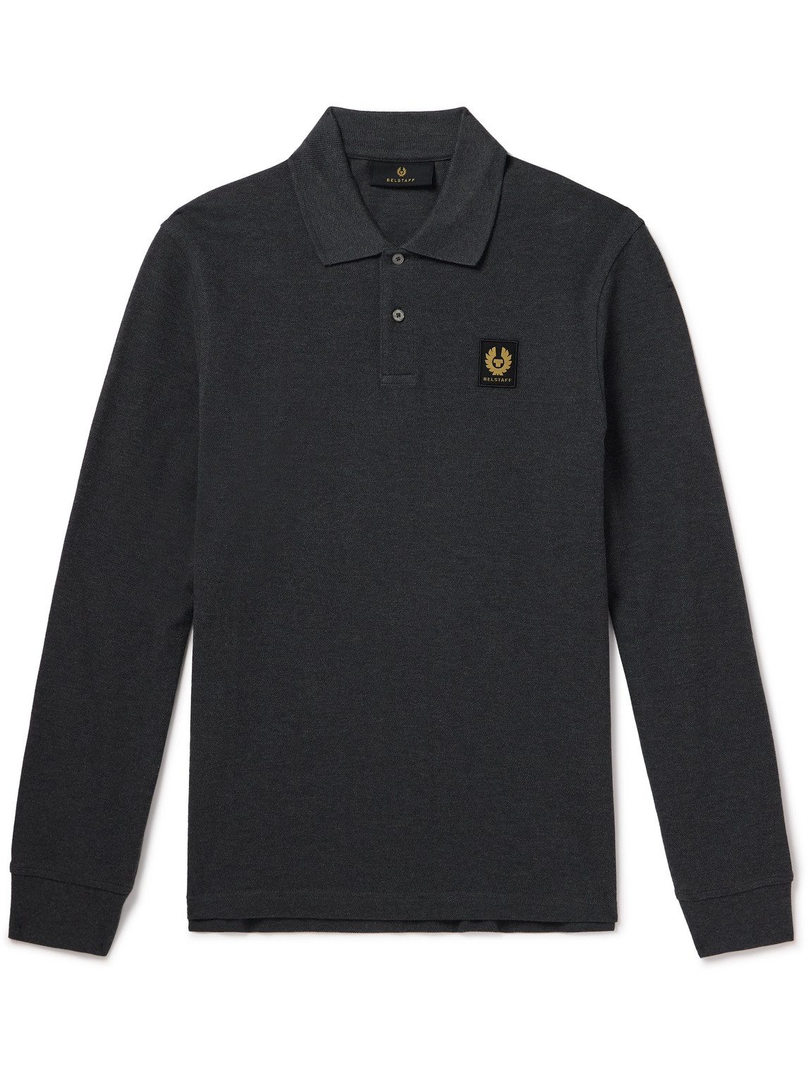 Belstaff Slim-fit Logo-appliquéd Cotton-piqué Polo Shirt In Gray
