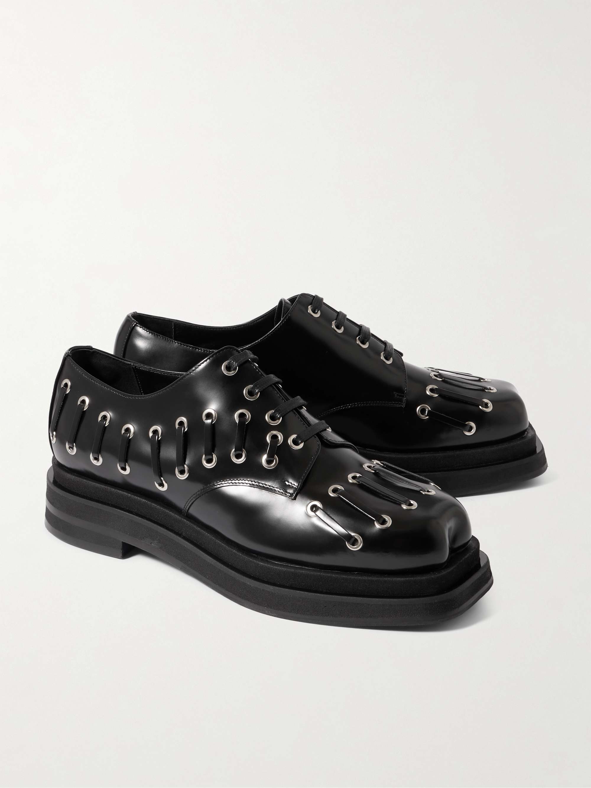 SIMONE ROCHA Eyelet-Embellished Glossed-Leather Brogues for Men | MR PORTER