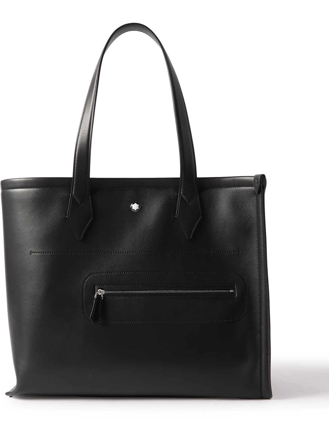 Montblanc Leather Tote Bag In Black