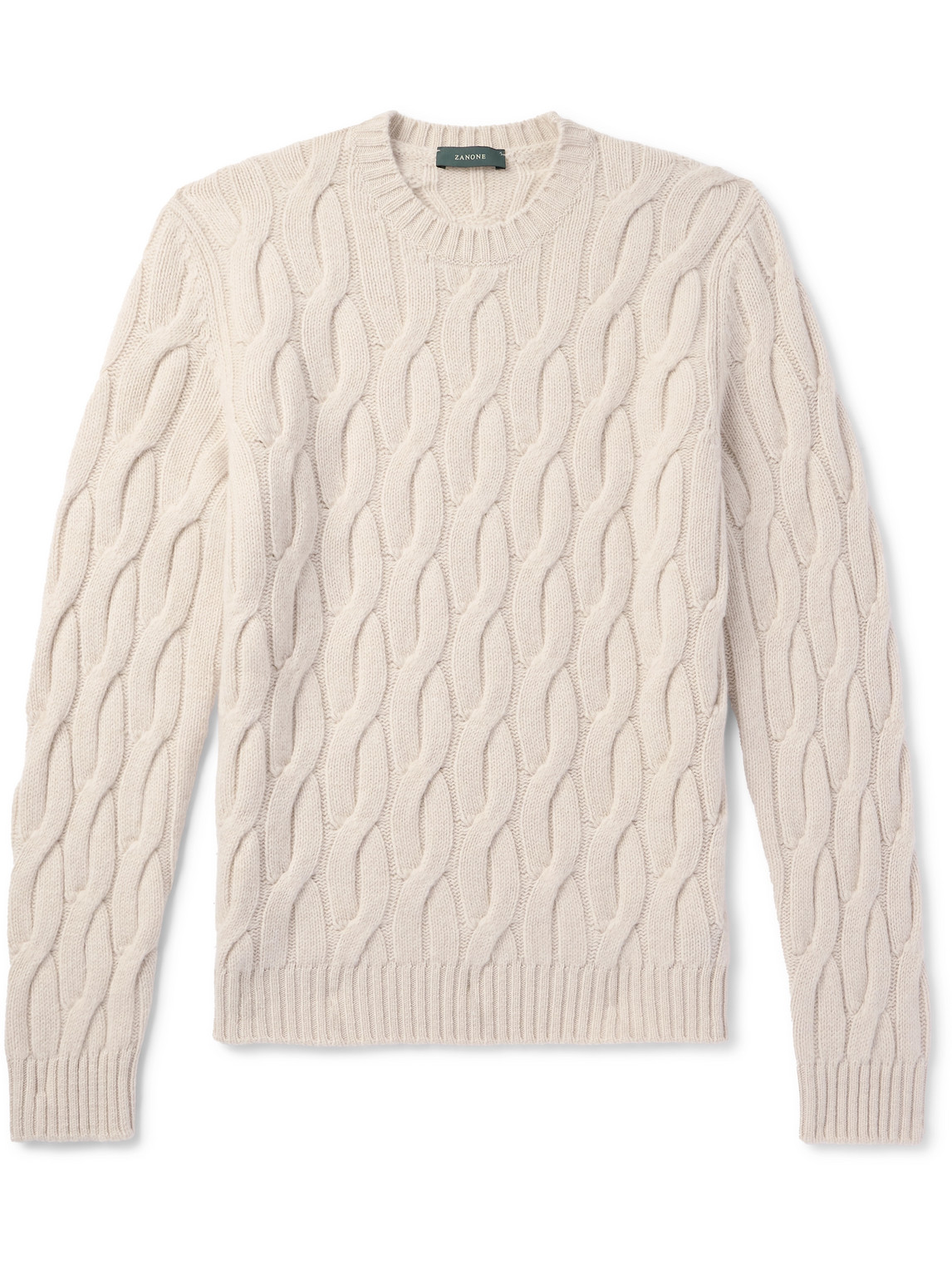 Incotex Zanone Cable-knit Wool Sweater In Neutrals