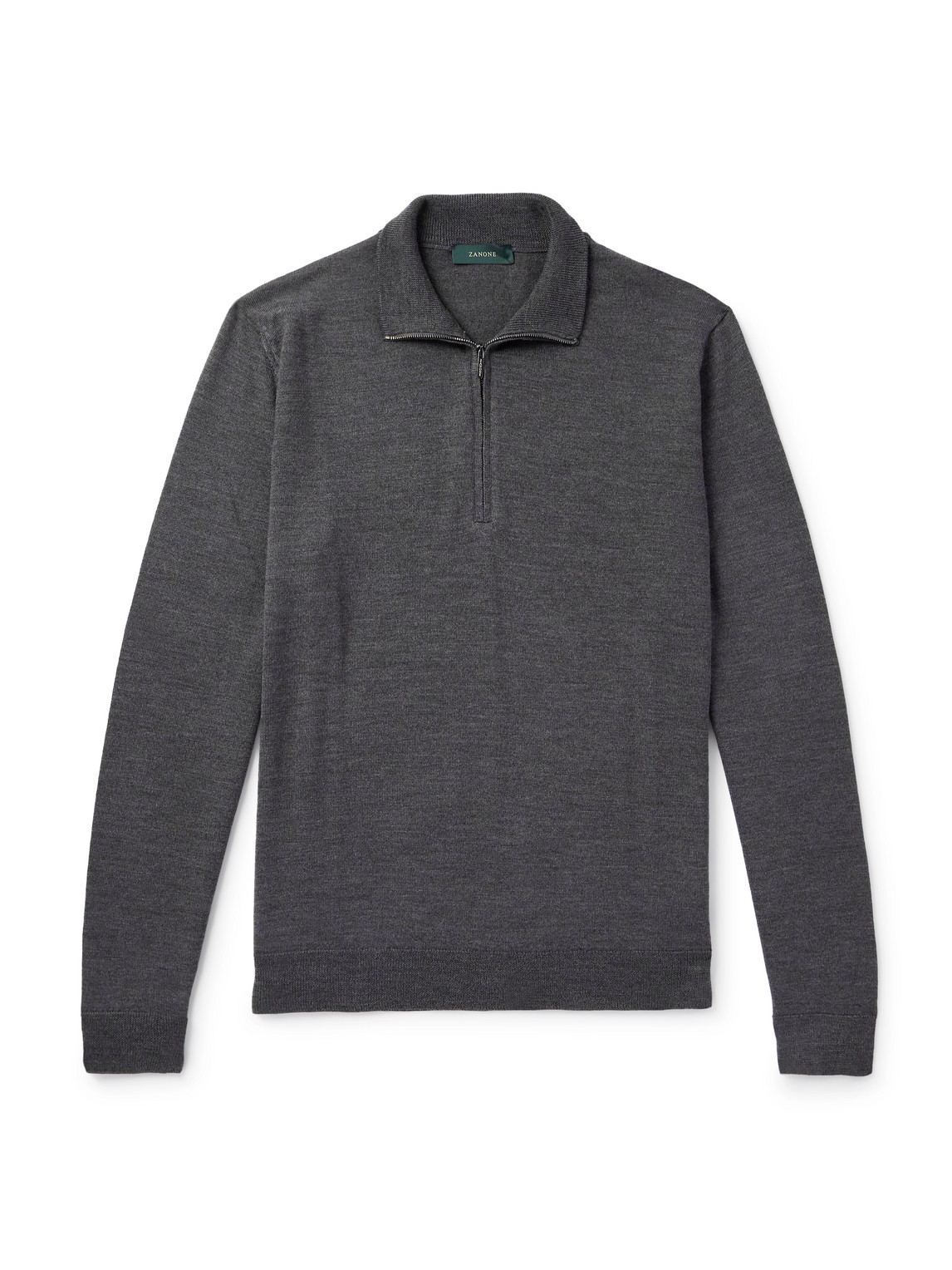 Incotex Wool Half-zip Jumper In Grey