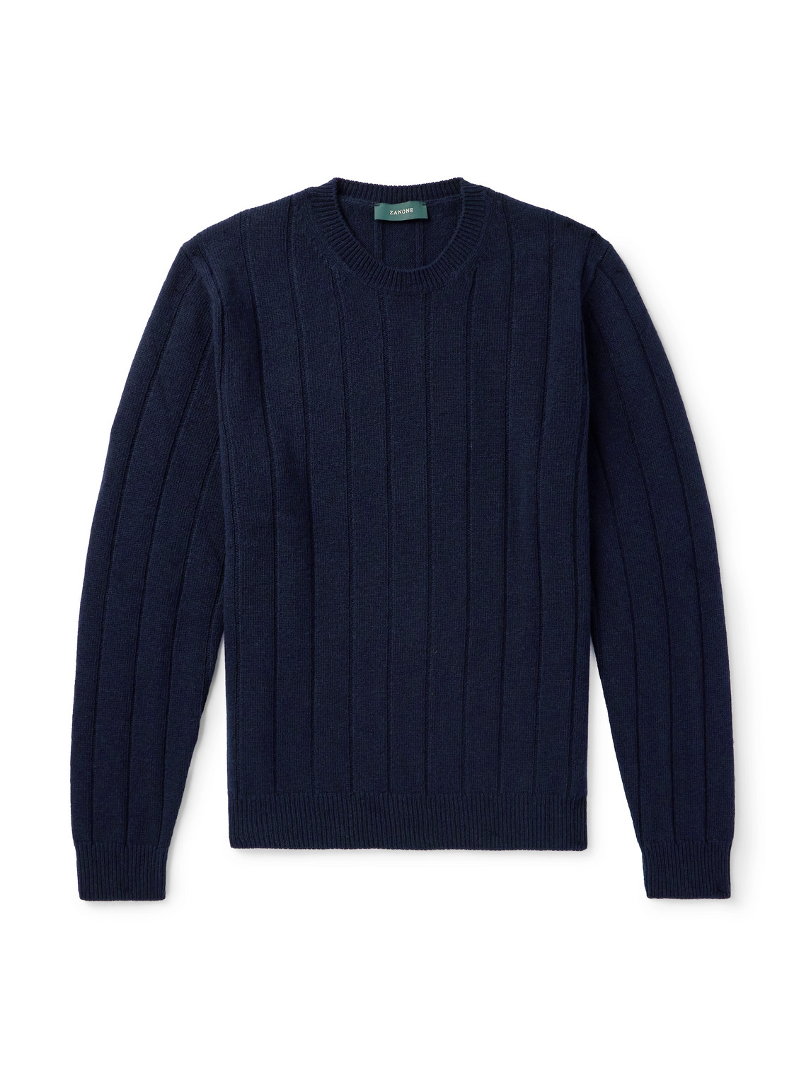 Incotex Ribbed Wool And Cashmere-blend Sweater In Blue