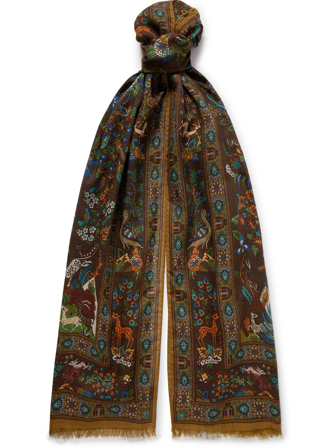 Printed Wool and Silk-Blend Scarf