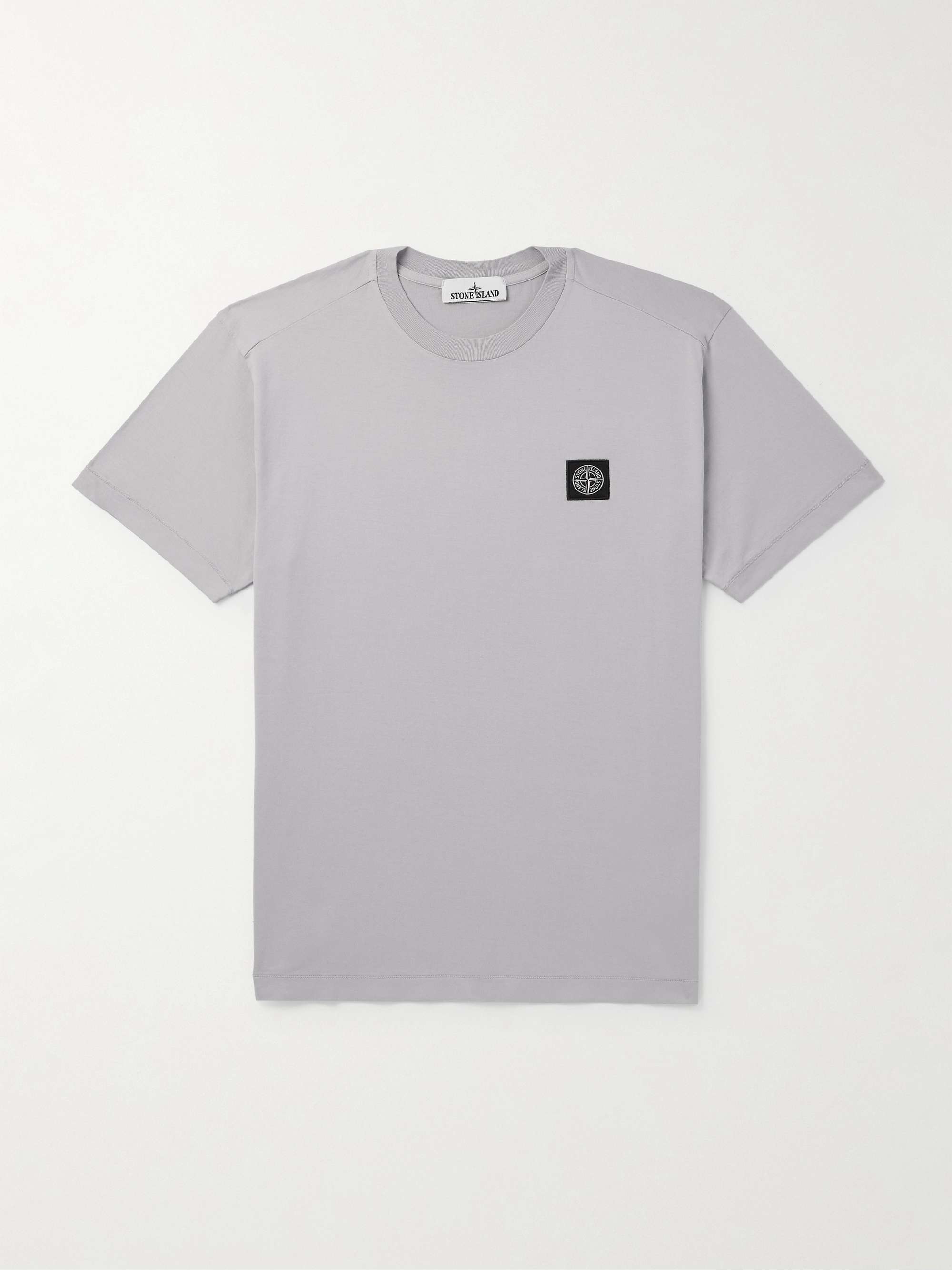 Stone island garment dyed patch logo tee on sale