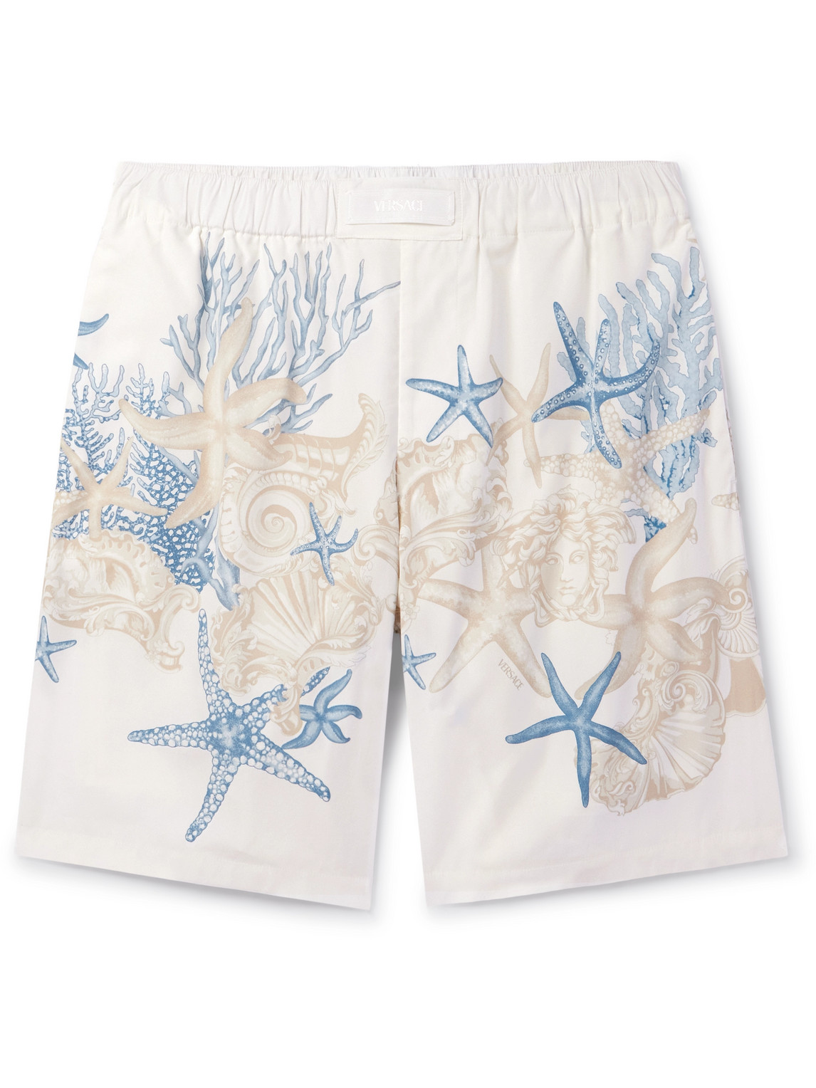 Versace Straight-leg Printed Cotton-poplin Shorts In White