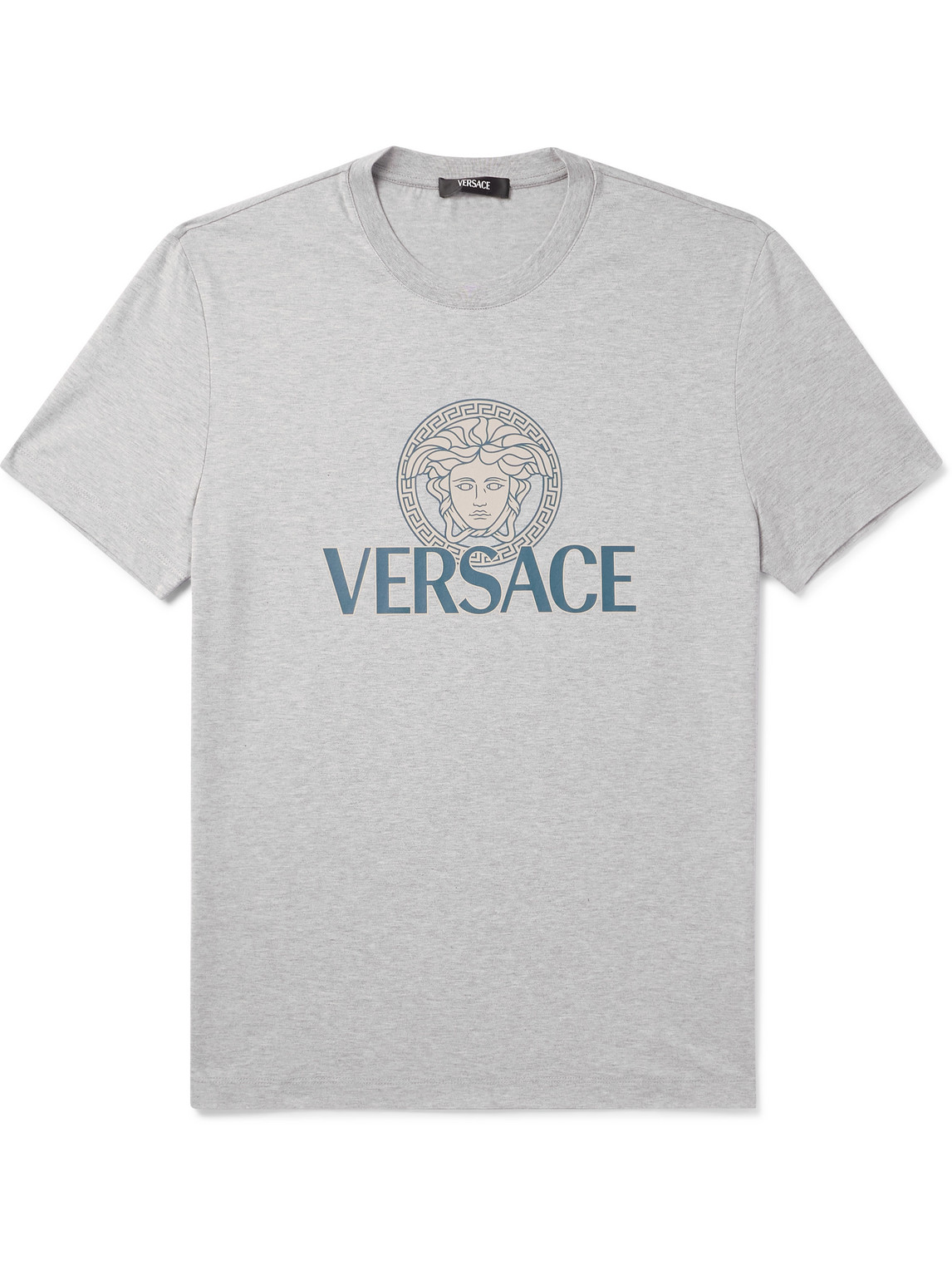 Versace Slim-fit Logo-print Cotton-jersey T-shirt In Gray