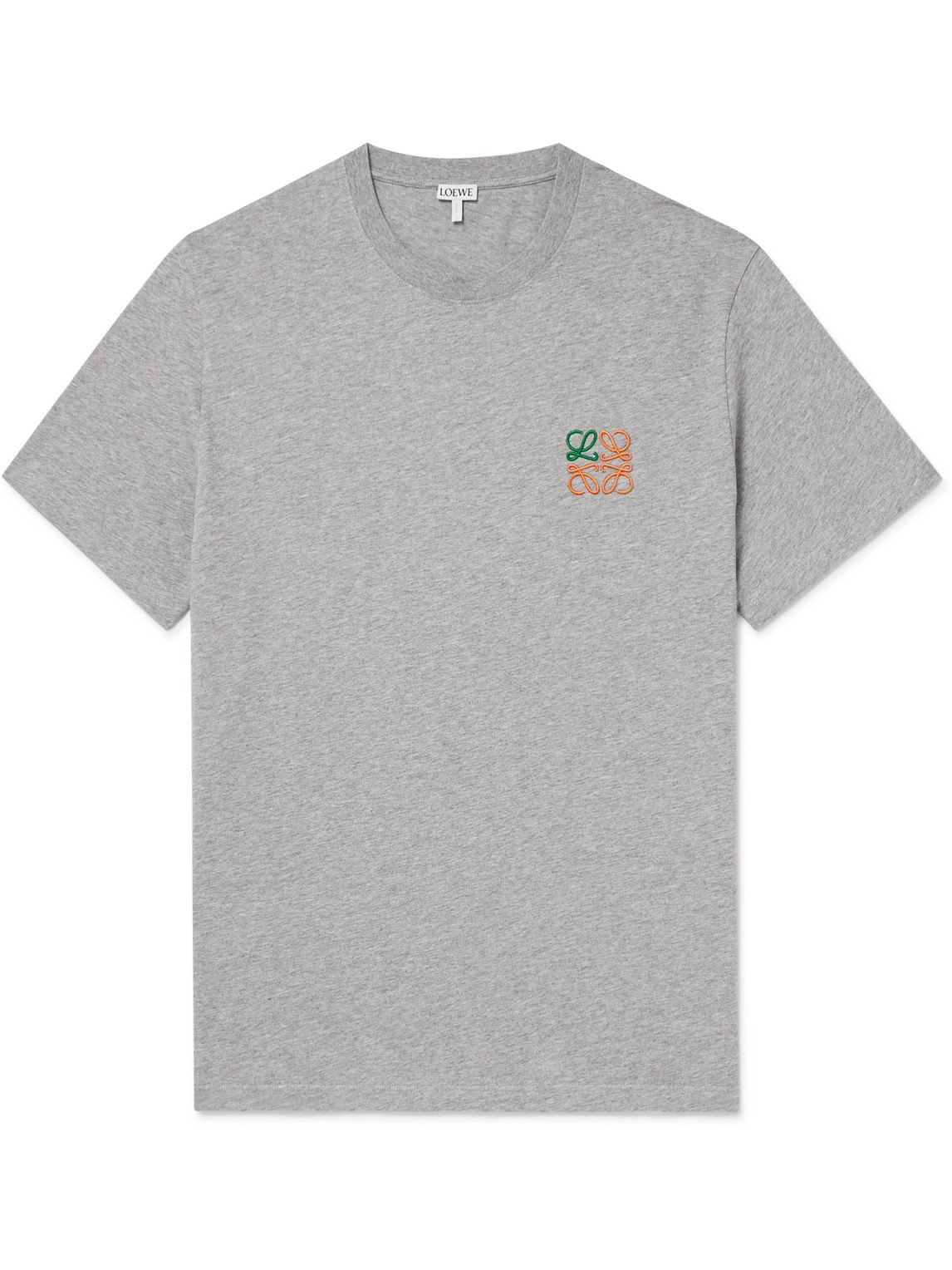 Loewe Slim-fit Logo-embroidered Cotton-jersey T-shirt In Gray