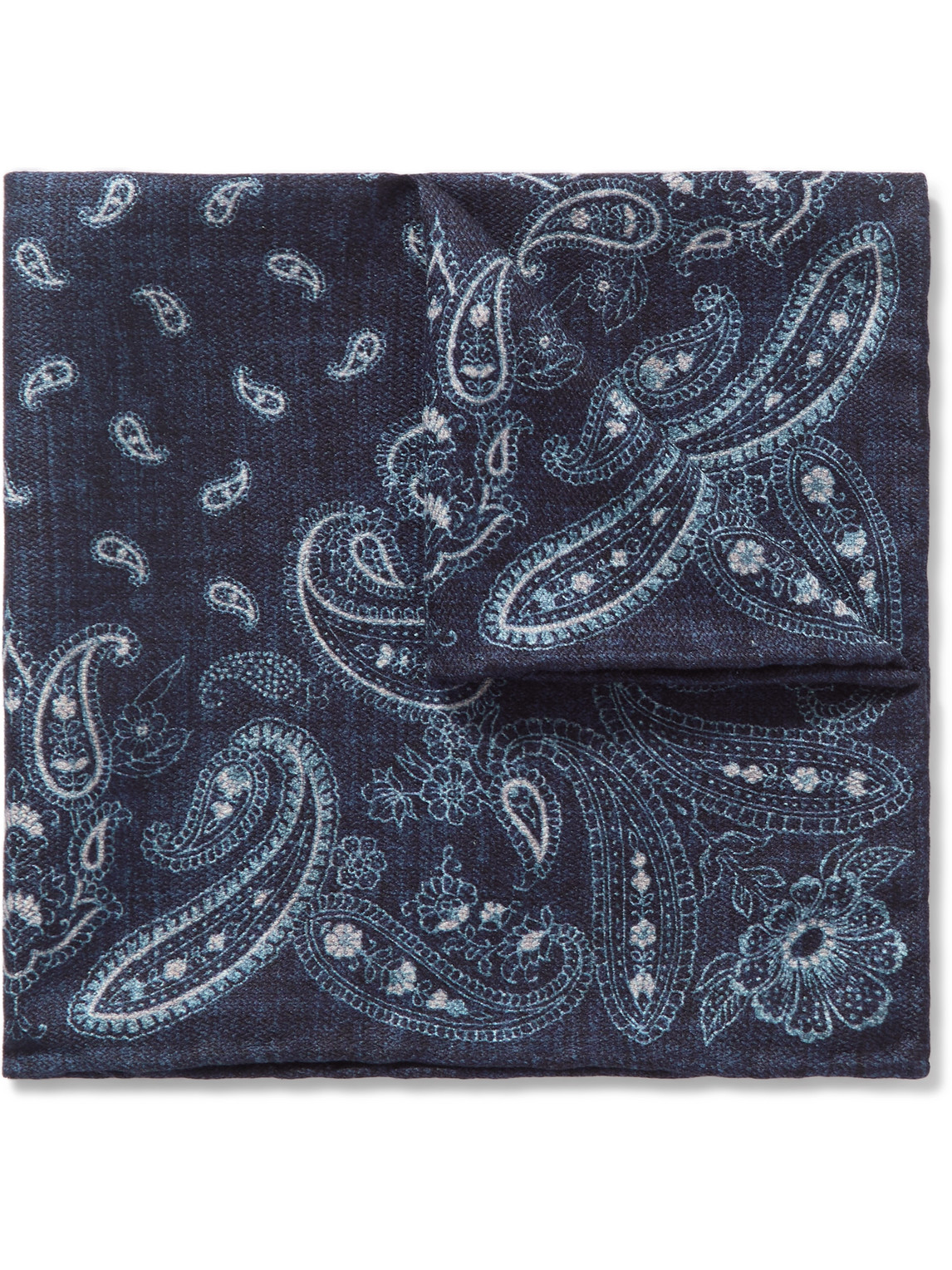 Brunello Cucinelli Paisley-print Silk Pocket Square In Blue