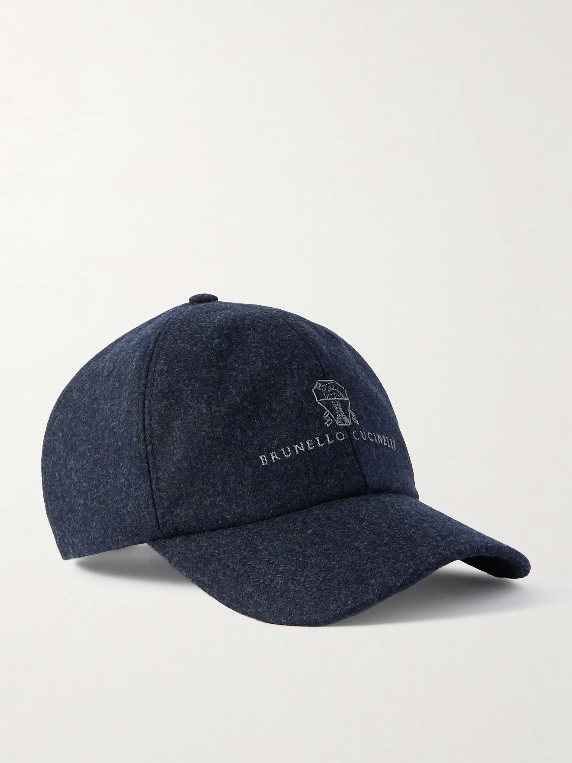 BRUNELLO CUCINELLI Logo-Embroidered Leather-Trimmed Wool-Flannel Baseball  Cap for Men | MR PORTER