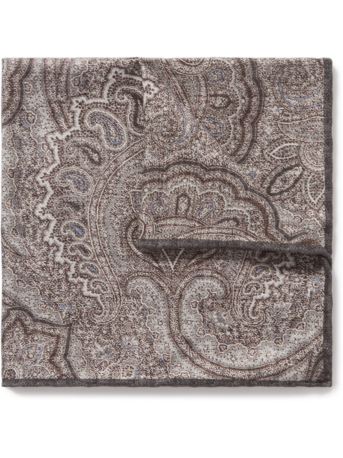 Brunello Cucinelli Paisley-print Silk Pocket Square In Gray