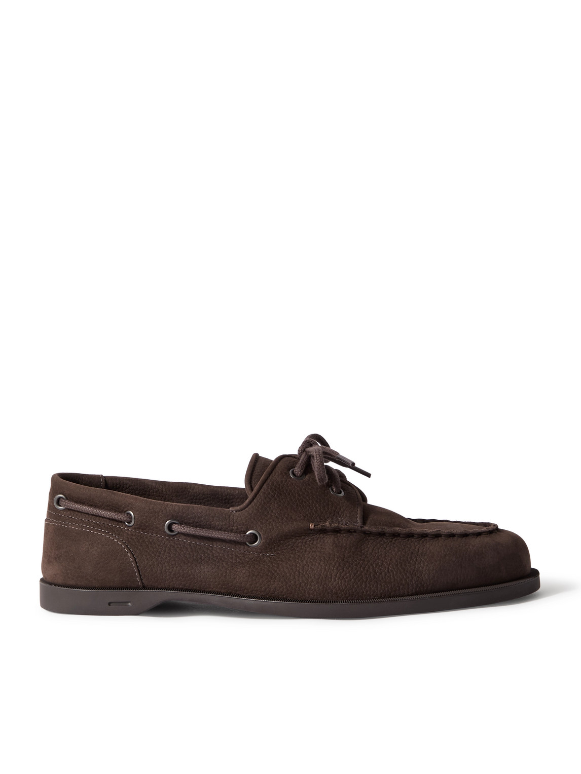 John Lobb Foil Leather Boat Shoes In Brown
