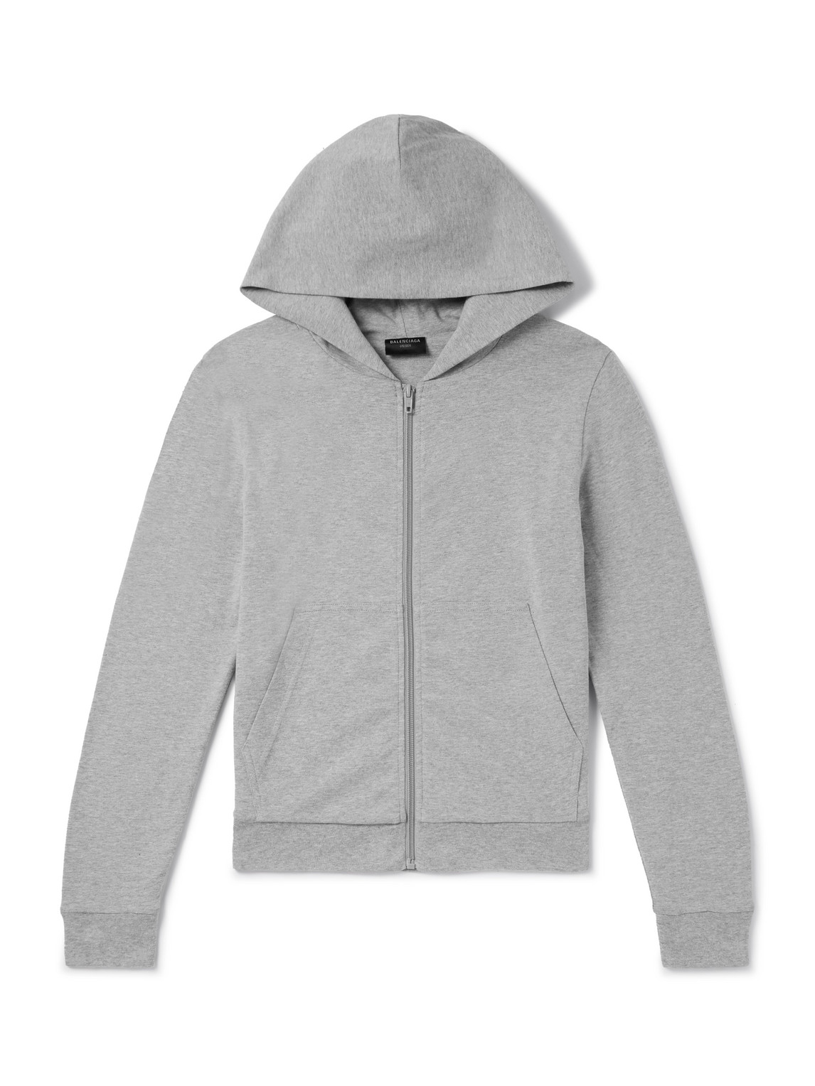 Balenciaga Slim-fit Cotton-blend Jersey Zip-up Hoodie In Gray