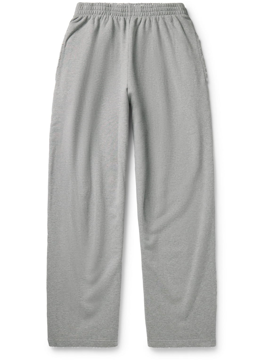 Balenciaga Wide-leg Distressed Cotton-jersey Sweatpants In Gray