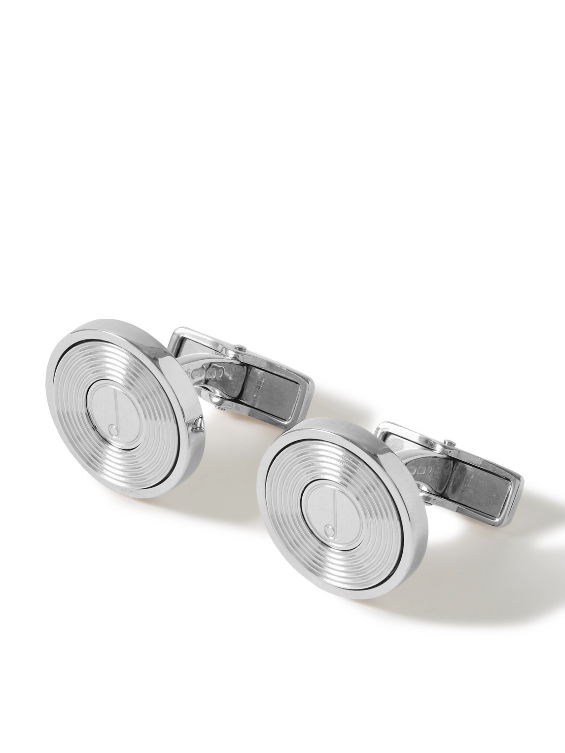 Shop Dunhill Series D Optical Lines Rhodium-plated Silver Cufflinks