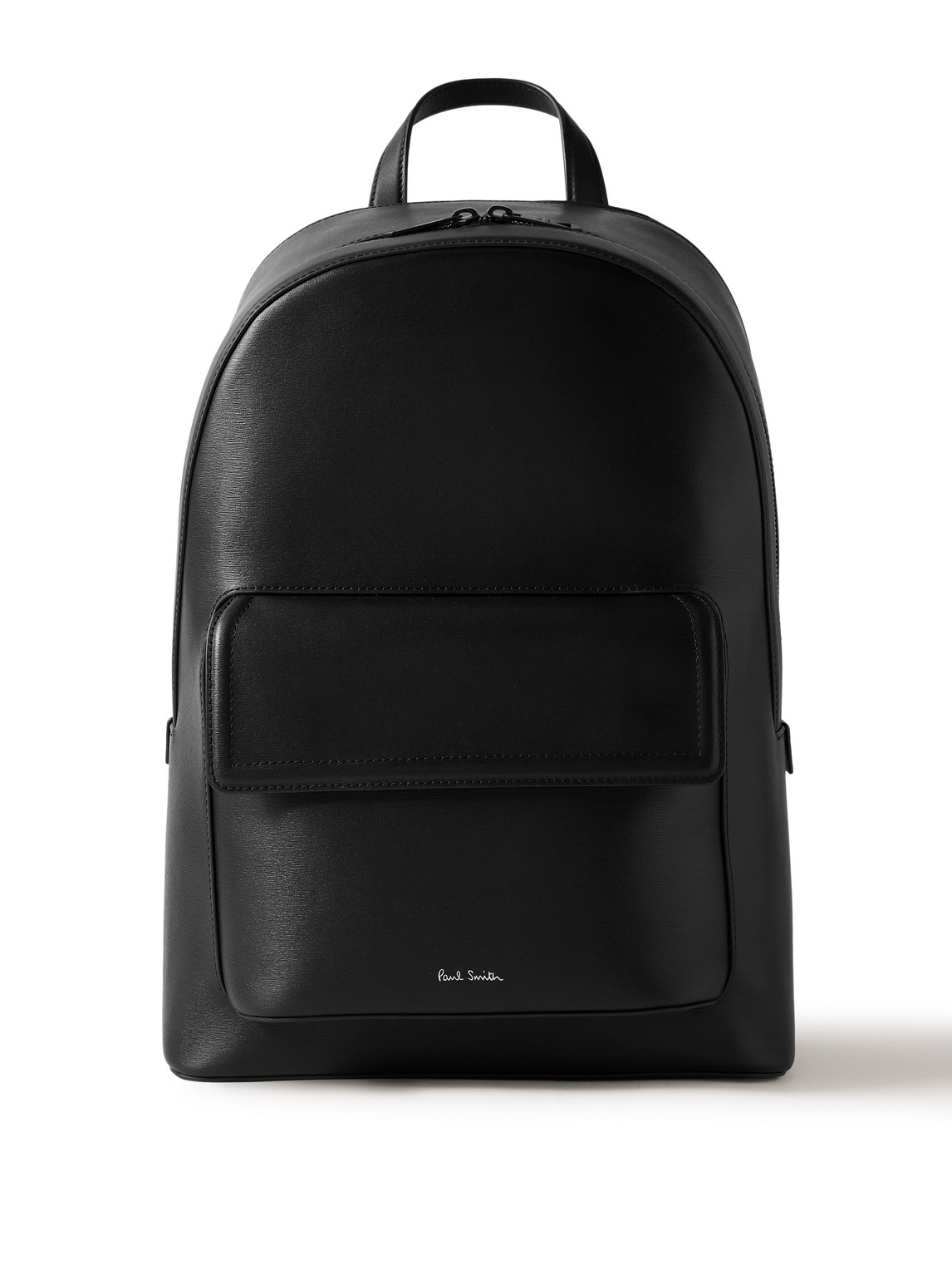 Mesh-Panelled Textured-Leather Backpack