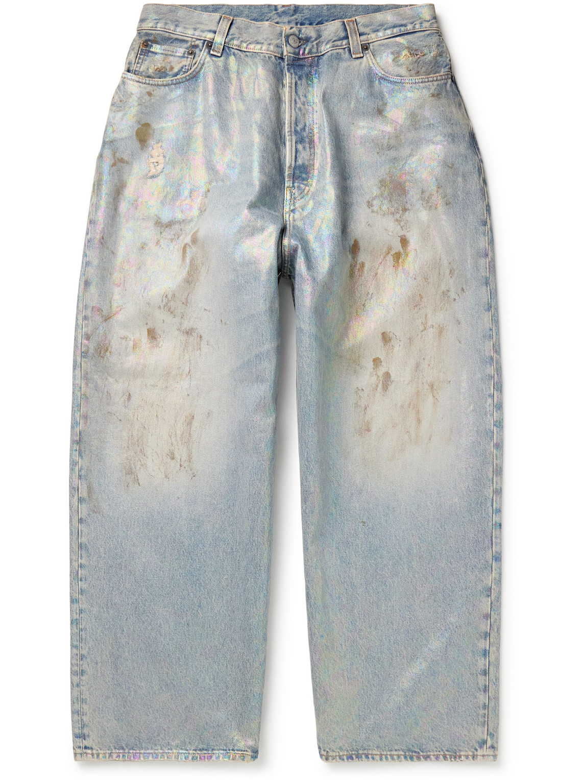 Dirty Halo Wide-Leg Distressed Iridescent Jeans