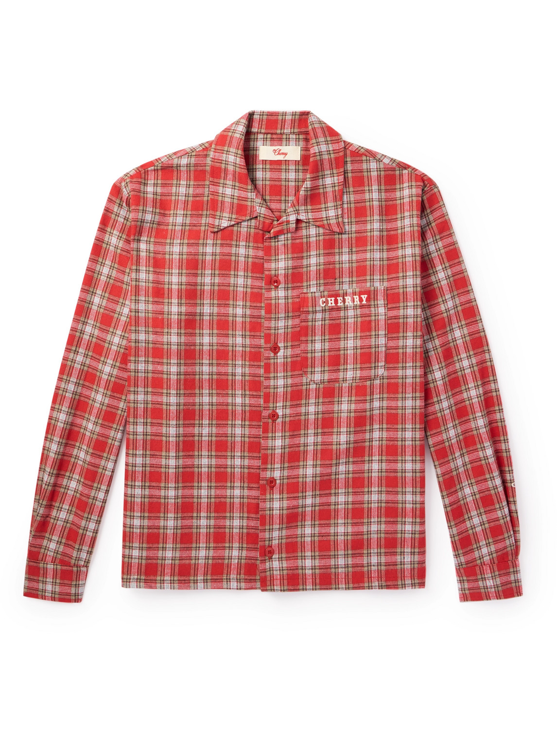 Logo-Embroidered Checked Cotton-Flannel Shirt