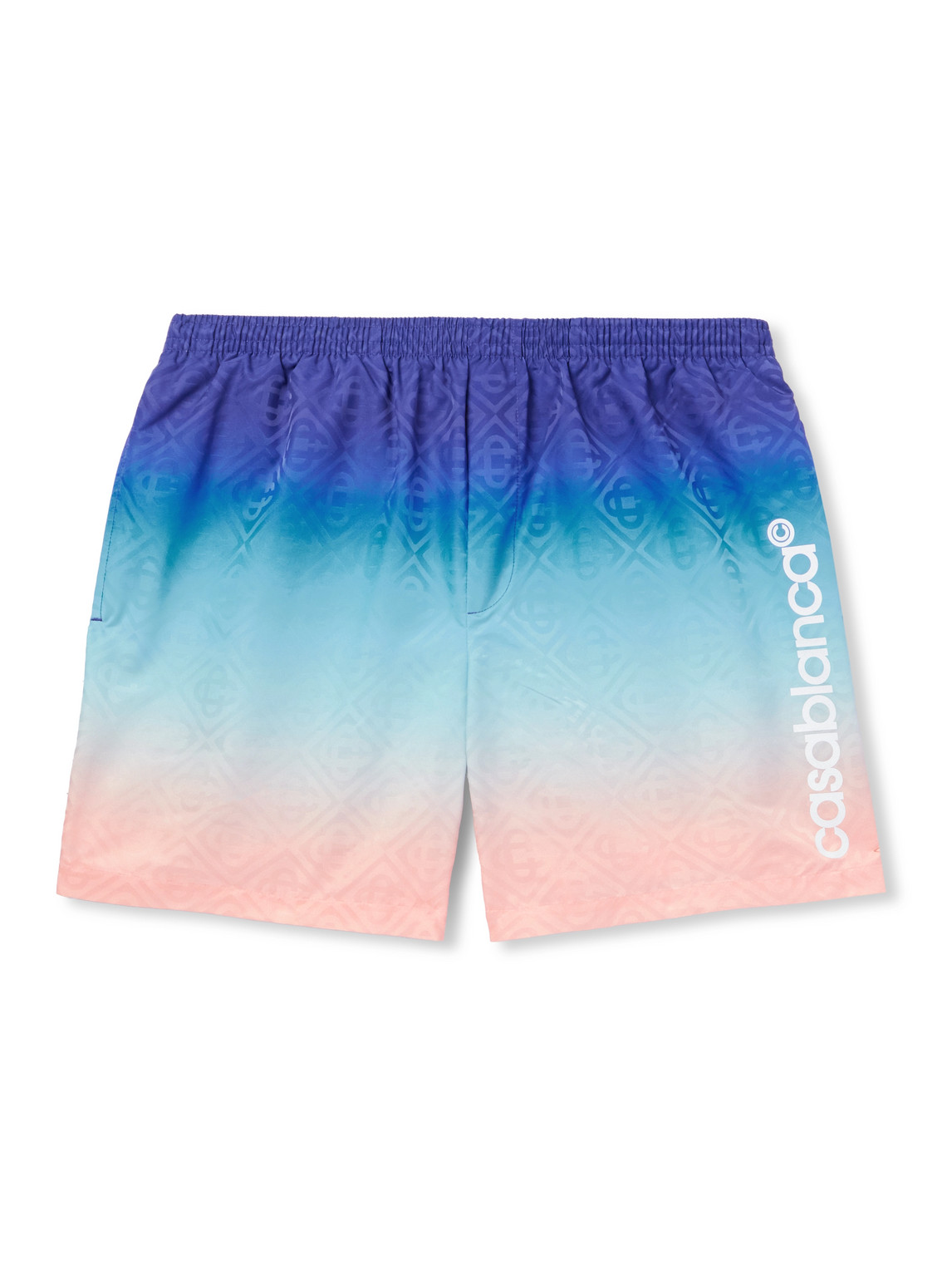 Straight-Leg Mid-Length Dégradé Logo-Print Swim Shorts