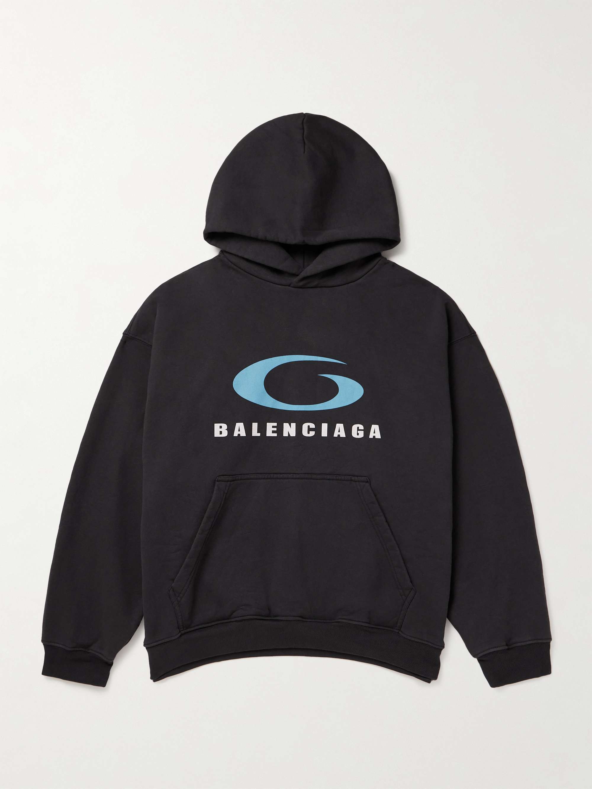 Oversized Logo Print Cotton Jersey Hoodie