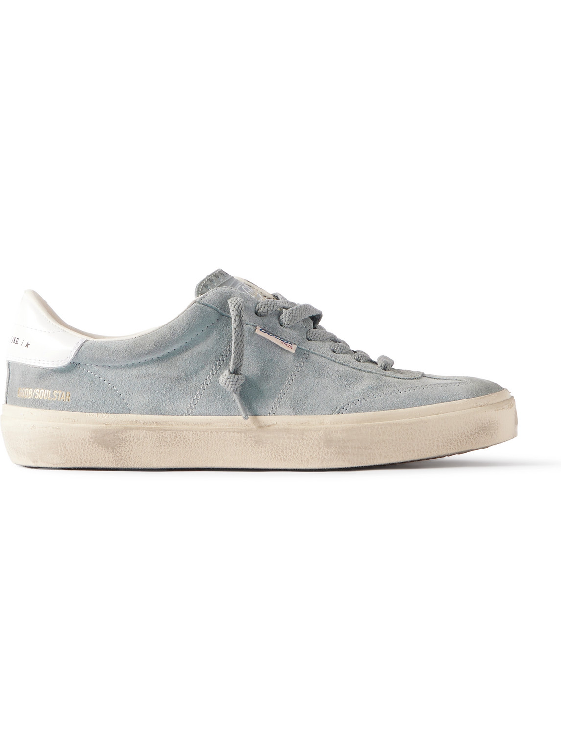 Soul-Star Distressed Leather-Trimmed Suede Sneakers