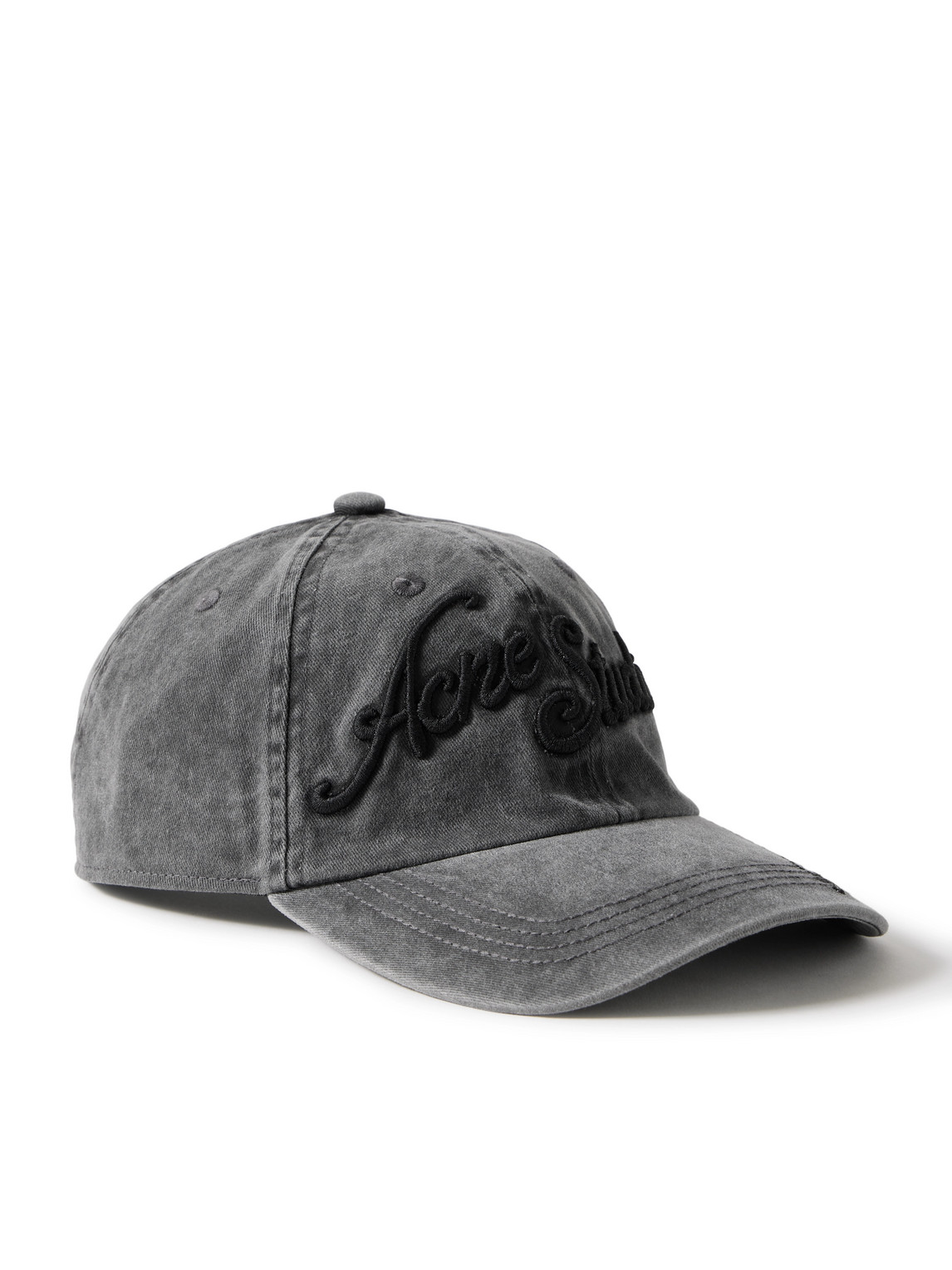 Acne Studios Carliy Tourist Logo-embroidered Cotton-twill Baseball Cap In Black