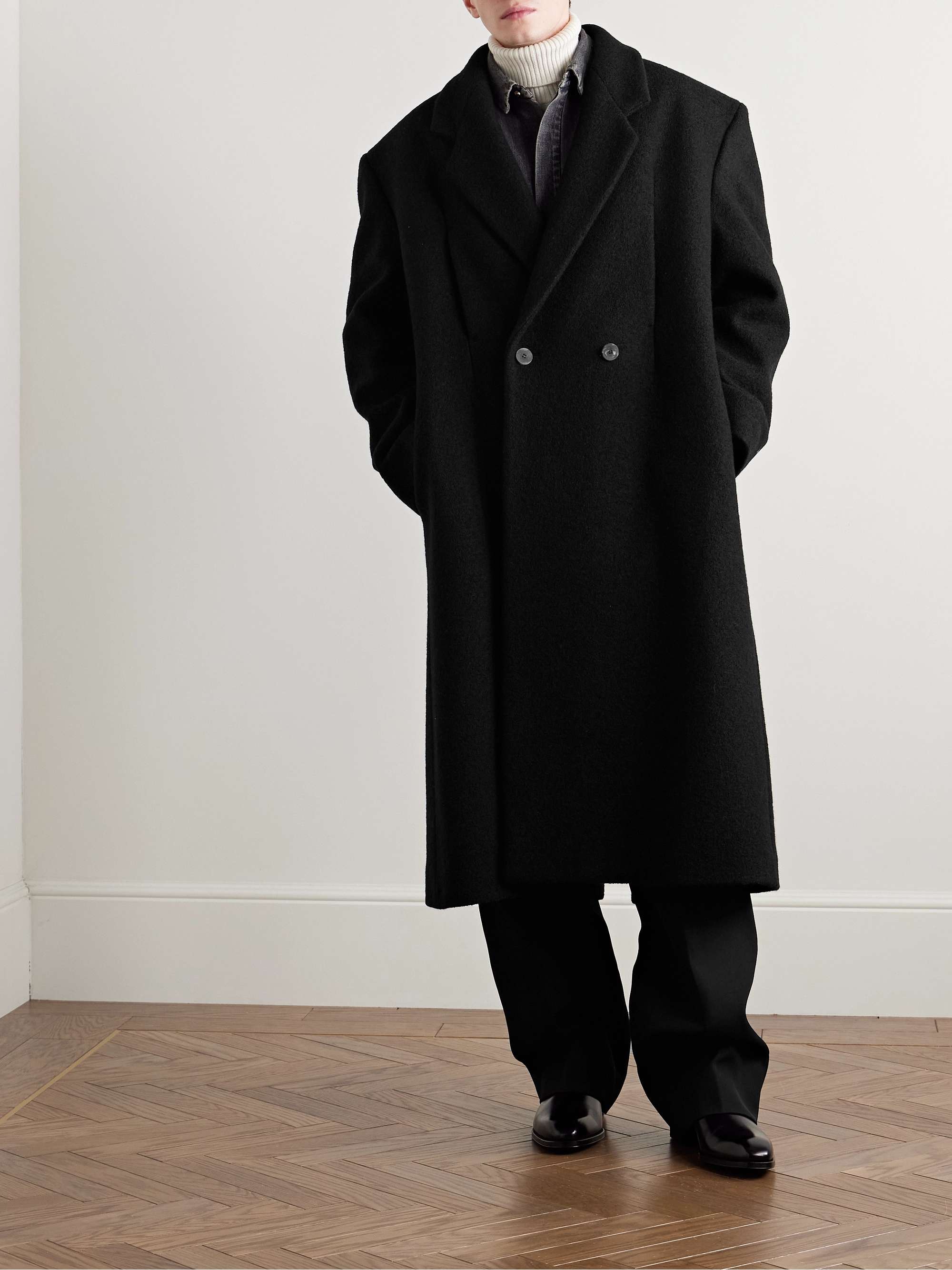 Oversized black wool coat on sale