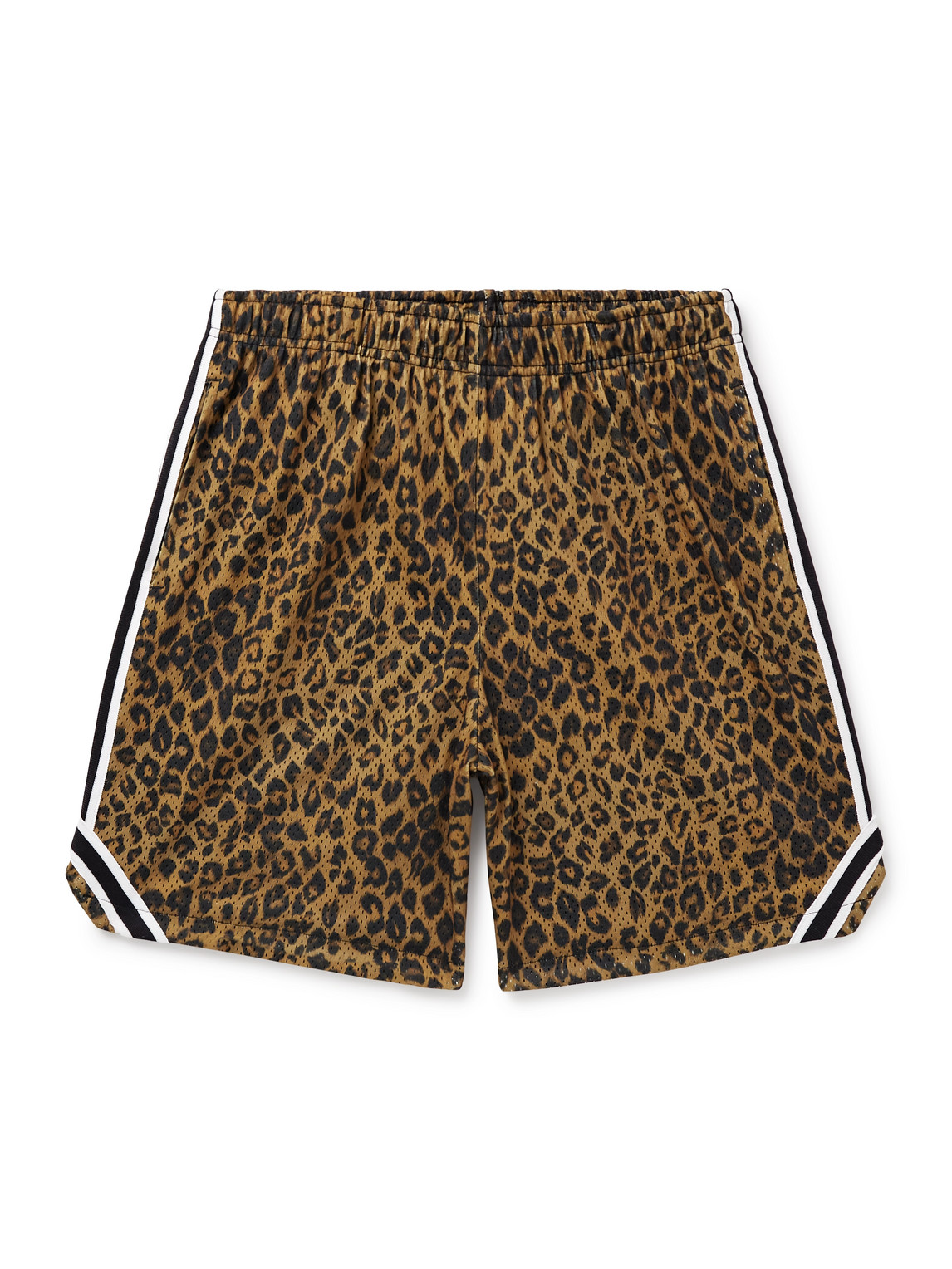 Rivalry Straight-Leg Webbing-Trimmed Leopard-Print Mesh Shorts