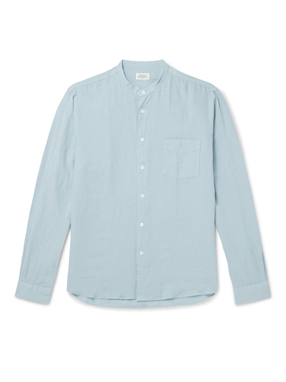 Premium Pat Grandad-Collar Linen Shirt