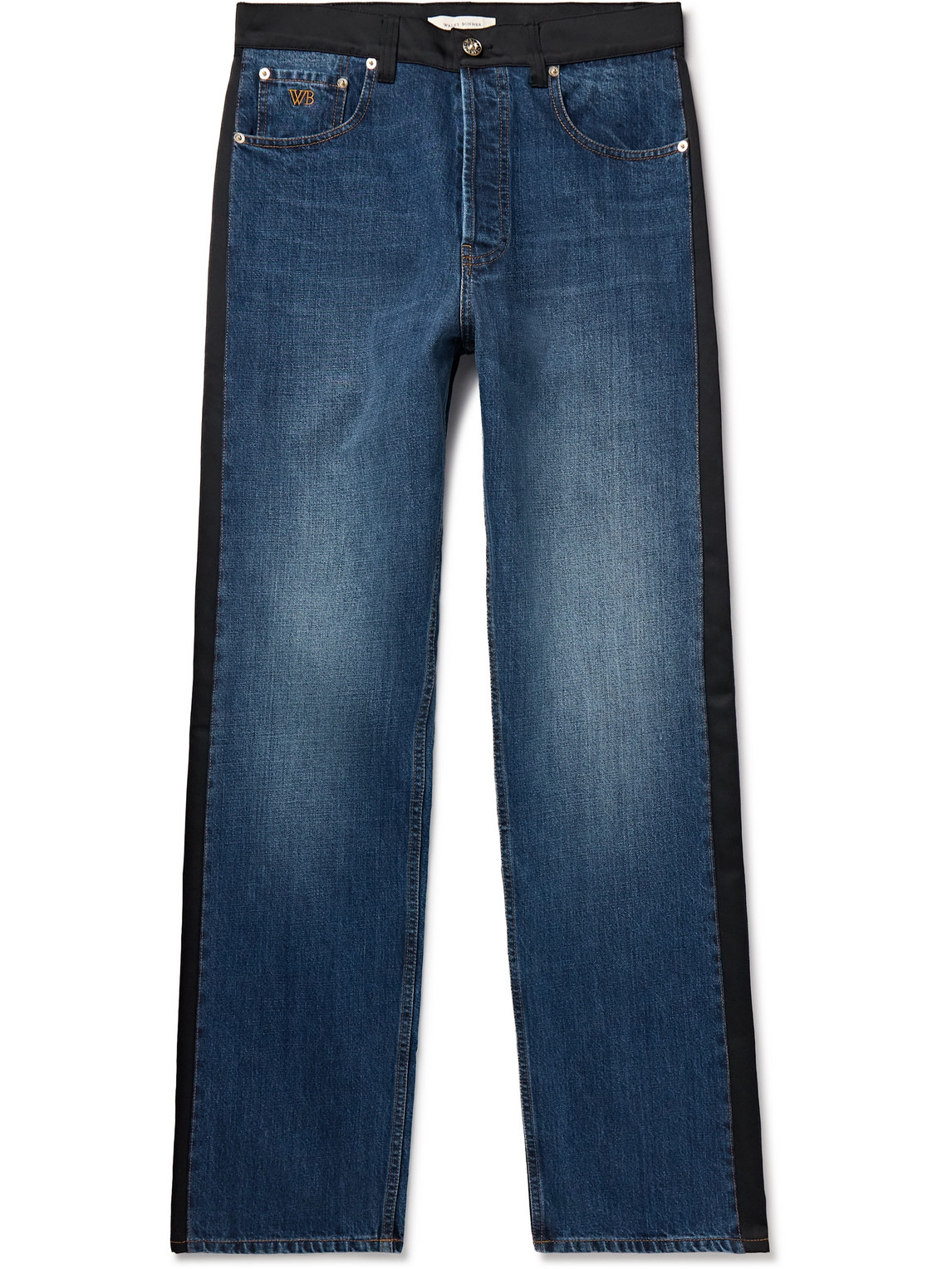 Echo Straight-Leg Satin-Trimmed Jeans