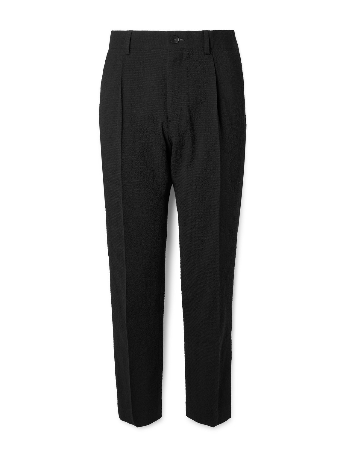 Daniel Tapered Pleated Wool-Blend Seersucker Suit Trousers