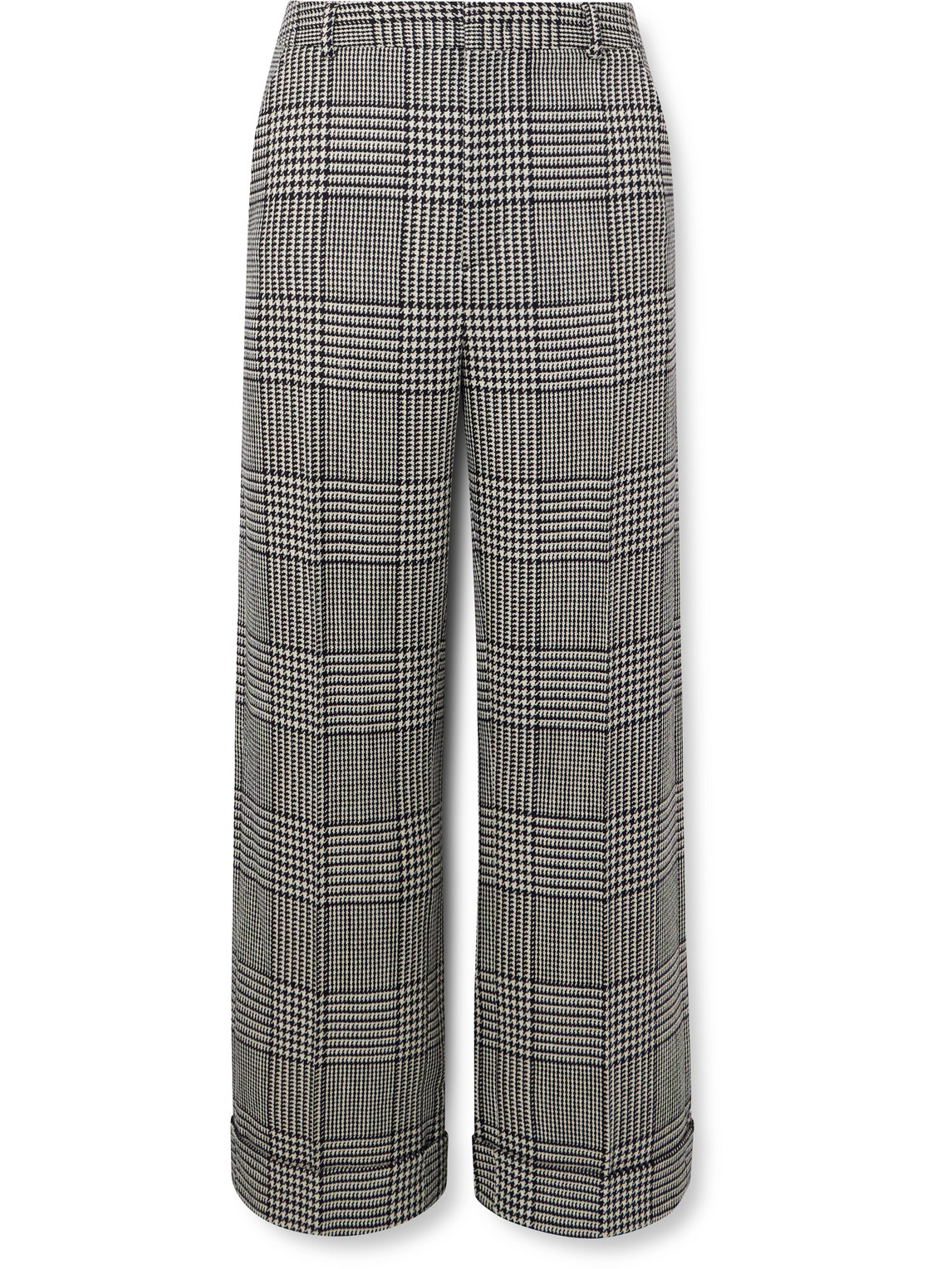 Straight-Leg Prince of Wales Checked Wool Suit Trousers