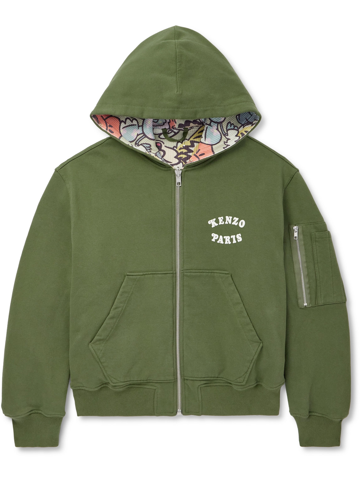 Verdy Market Logo-Print Reversible Cotton-Blend Jersey and Waffle-Knit Zip-Up Hoodie