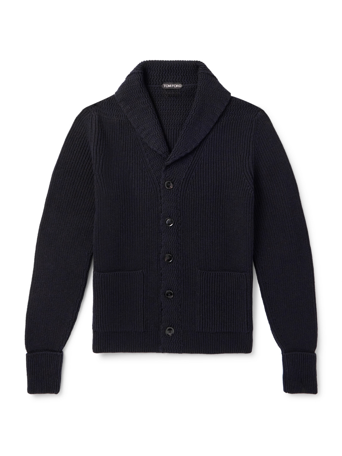 Slim-Fit Shawl-Collar Ribbed Cashmere Cardigan