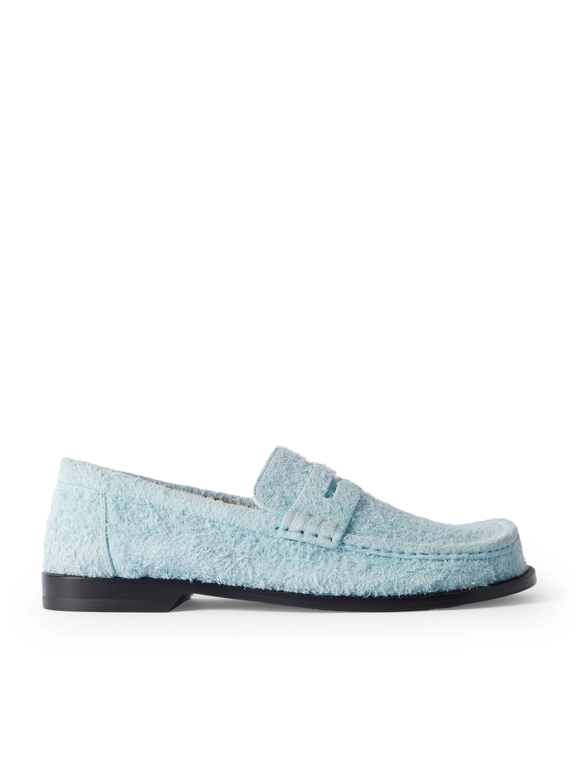 Loewe Campo Brushed-suede Penny Loafers In Blue