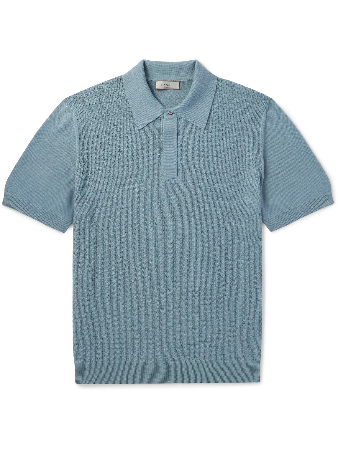 Textured-Knit Cotton and Modal-Blend Polo Shirt