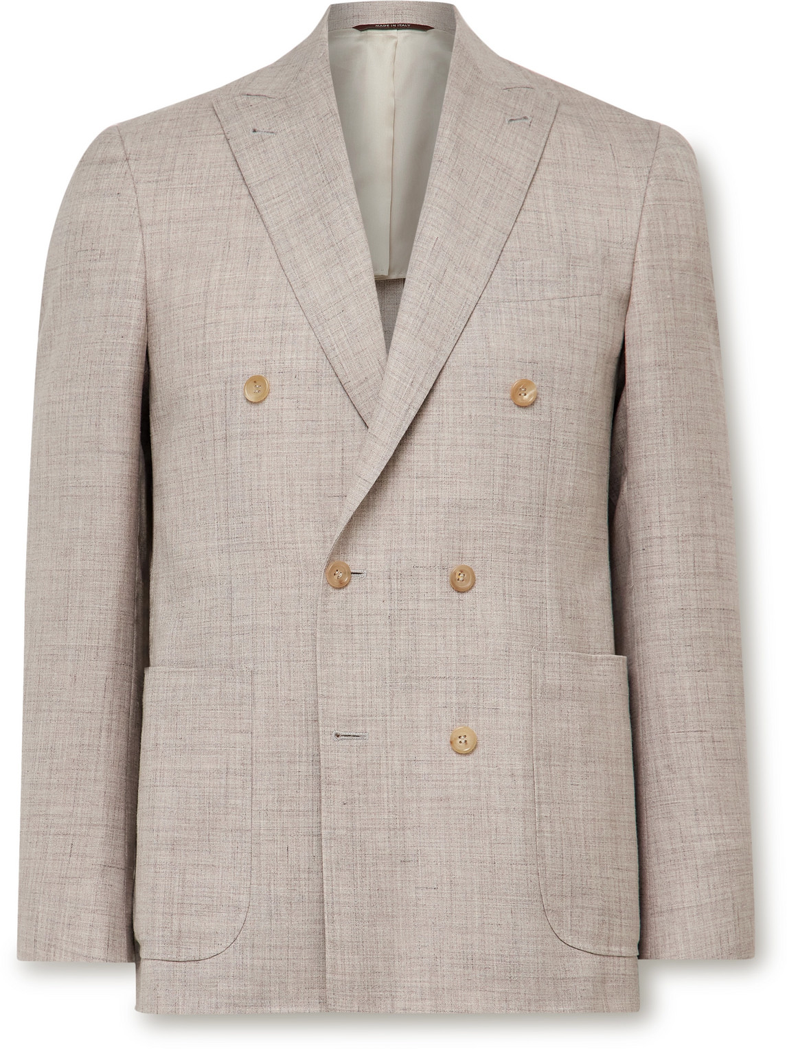 Kei Unstructured Double-Breasted Wool and Silk-Blend Blazer