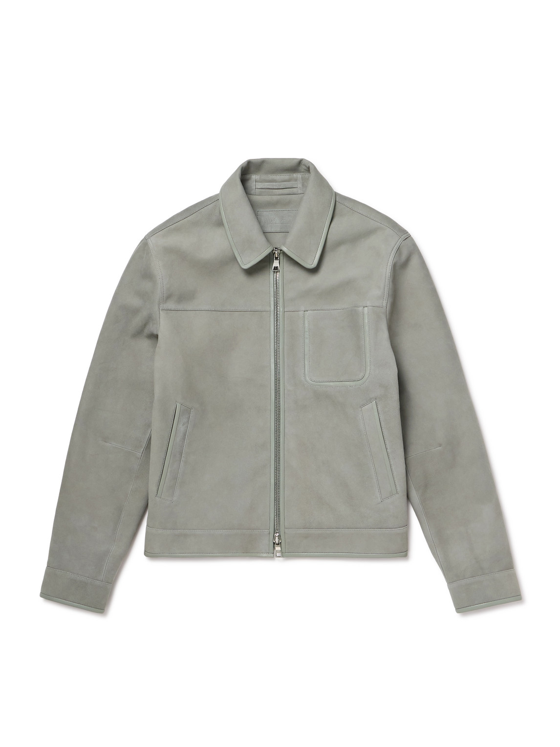 Panelled Leather-Trimmed Suede Jacket