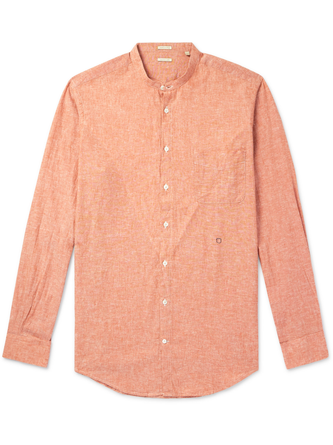 Noto2 Grandad-Collar Linen and Cotton-Blend Shirt