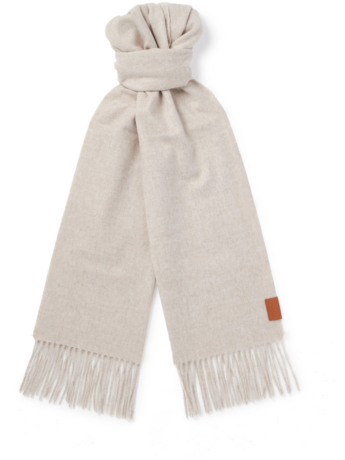 Logo-Appliquéd Fringed Cashmere Scarf