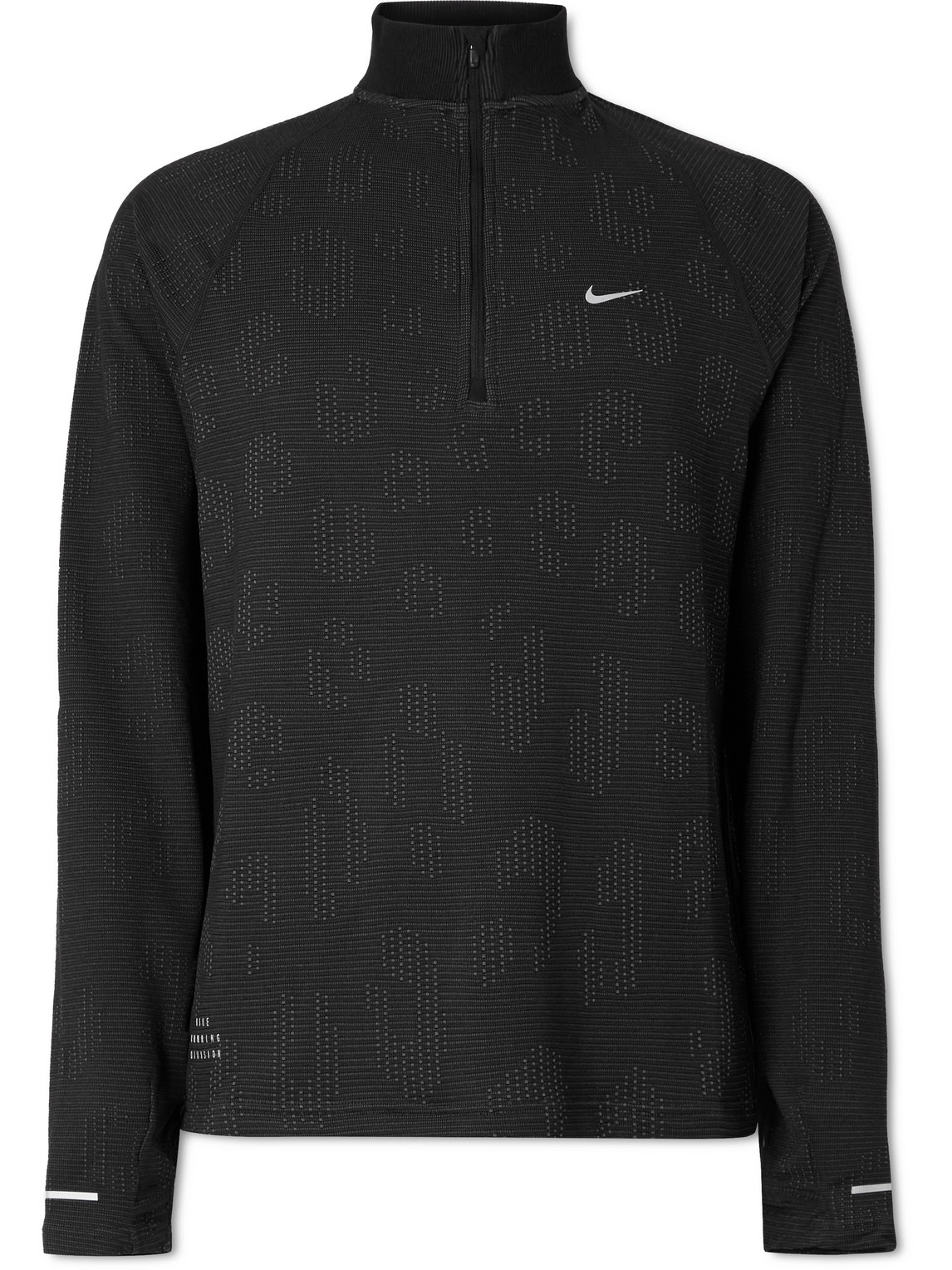 Pinnacle Slim-Fit Logo-Print Stretch-Jacquard Half-Zip Top