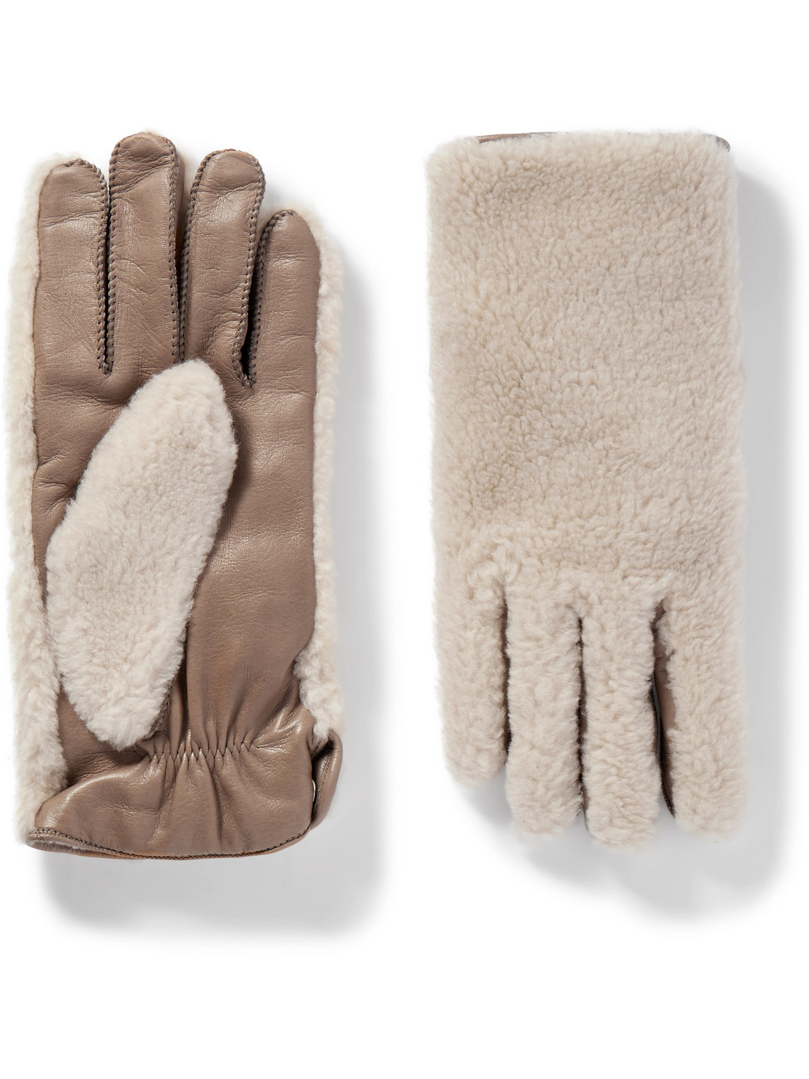 Jarno Cashmere-Lined Cashmere and Silk-Blend Fleece and Leather Gloves