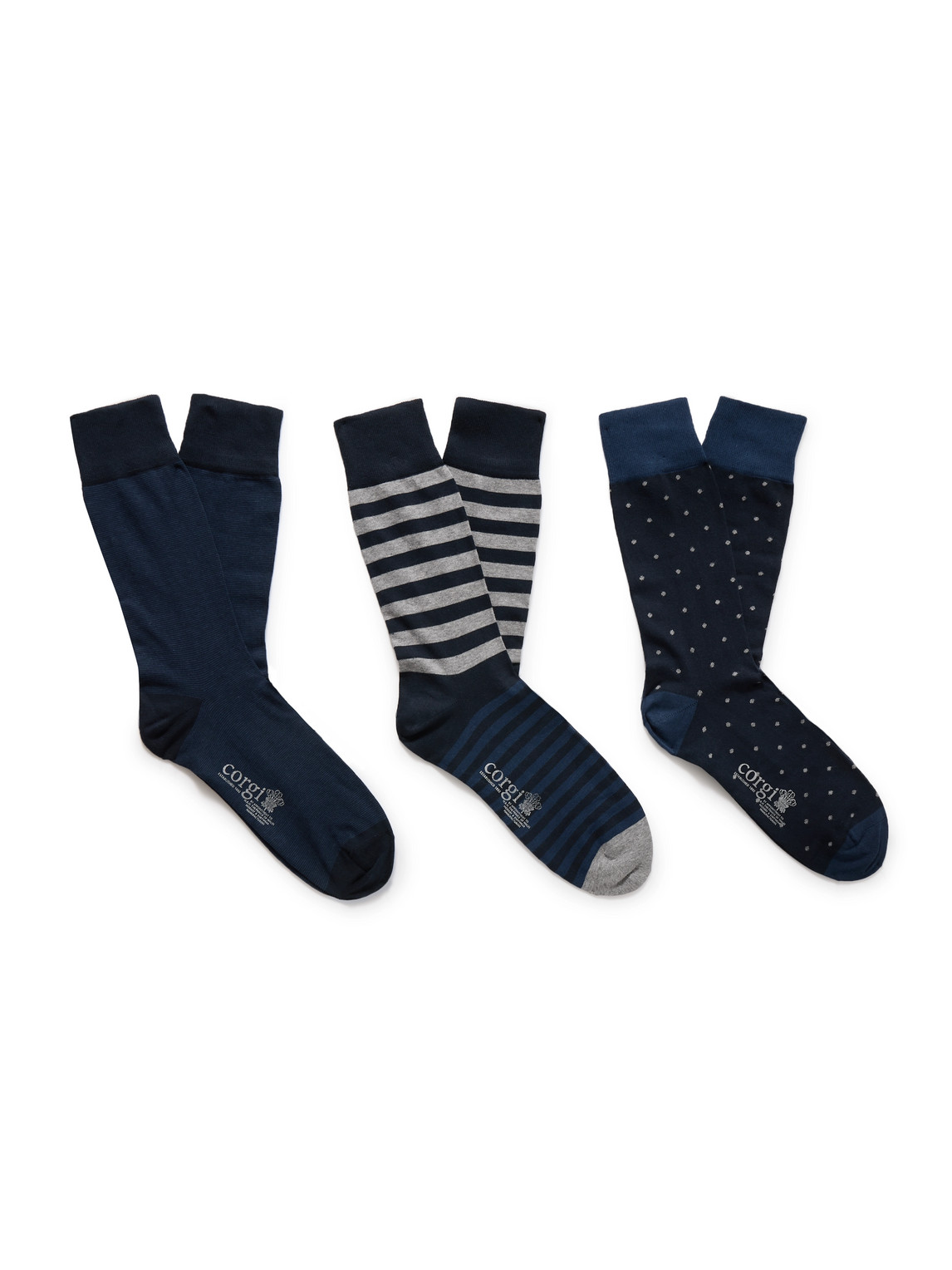 Corgi Three-Pack Jacquard-Knit Cashmere Socks