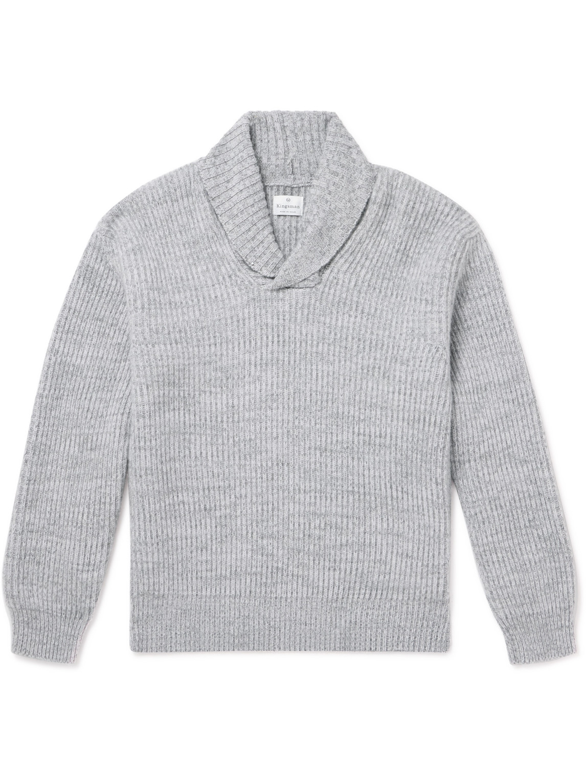 Shawl-Collar Ribbed Wool Sweater