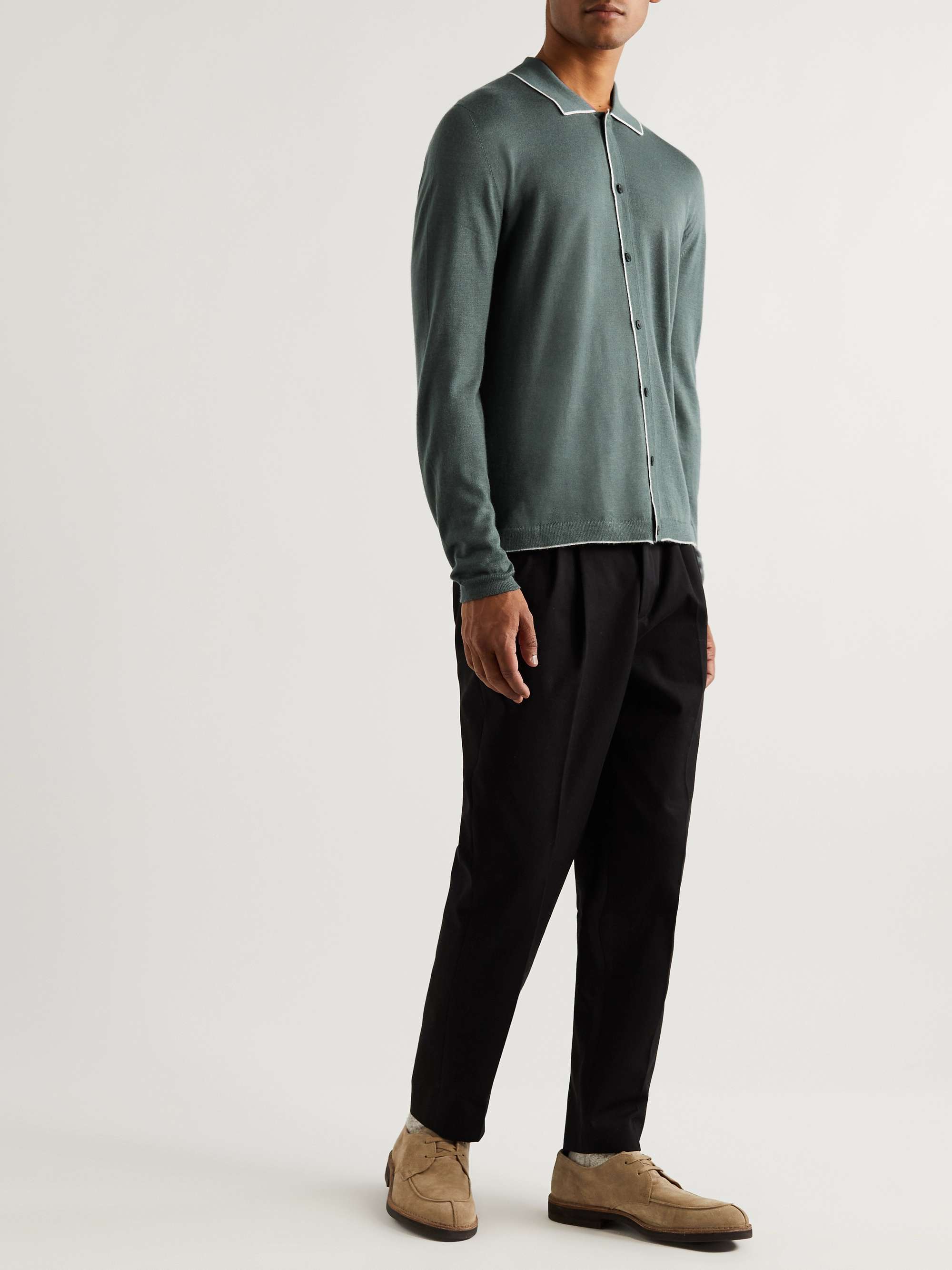 MR P. Slim-Fit Cashmere and Silk-Blend Polo Shirt | MR PORTER