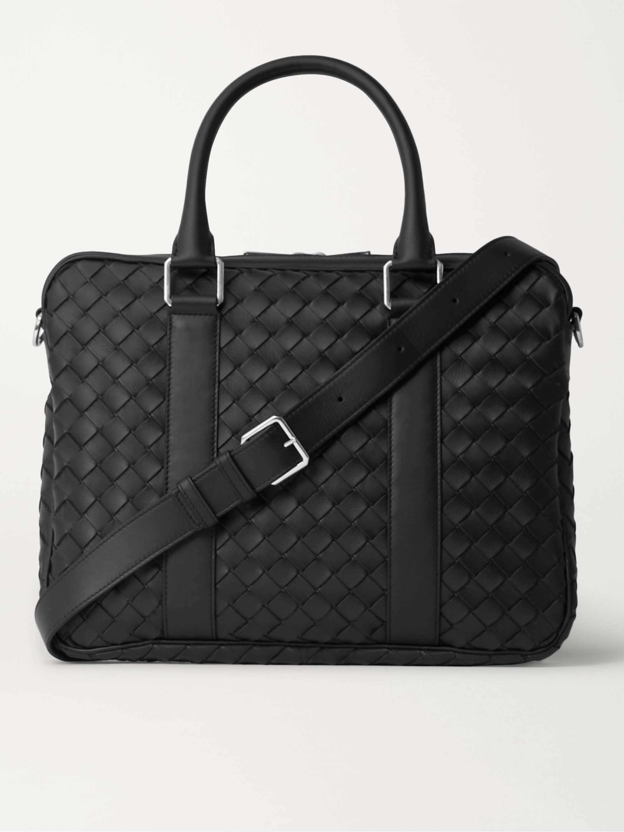 Black Intrecciato Leather Briefcase | BOTTEGA VENETA | MR PORTER