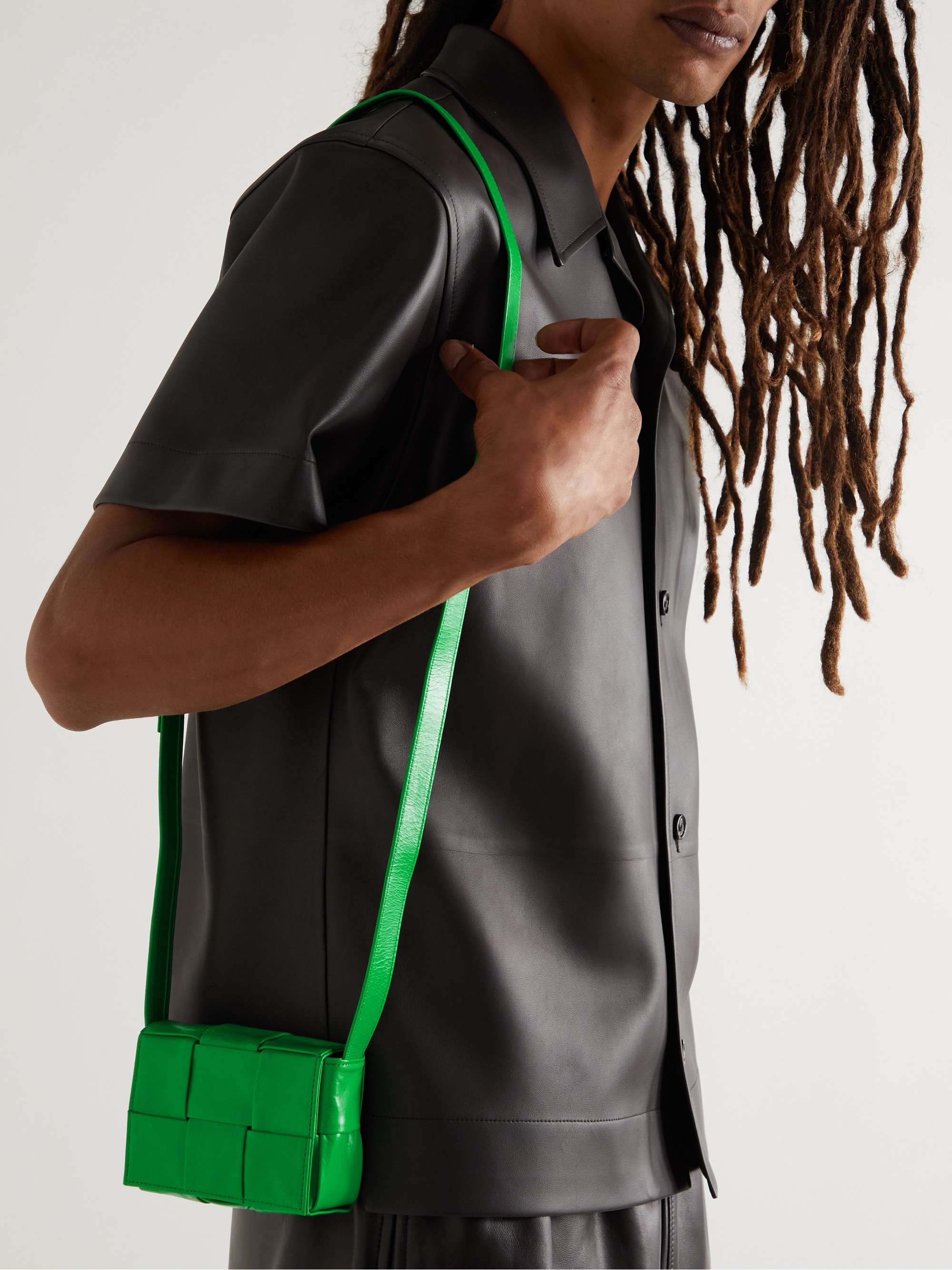 Green Intrecciato Leather Messenger Bag | BOTTEGA VENETA | MR PORTER