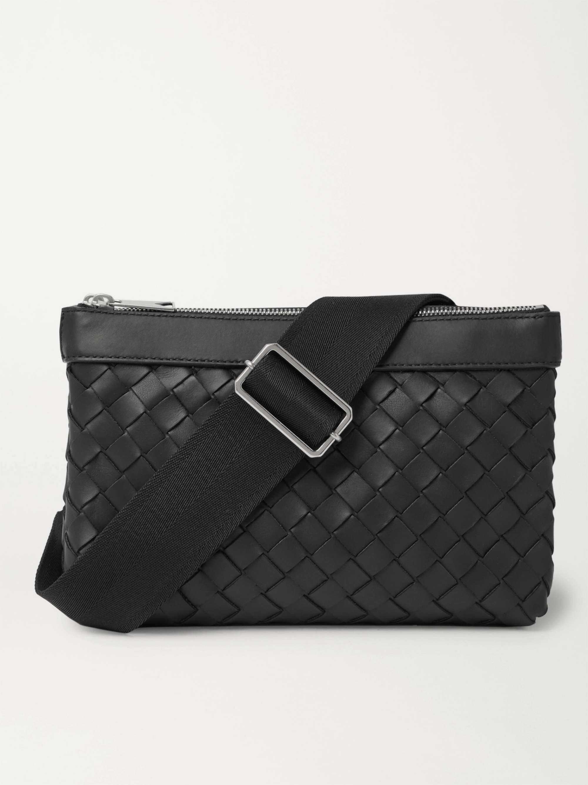 Bottega Veneta - Men - Intrecciato Leather Messenger Bag Black
