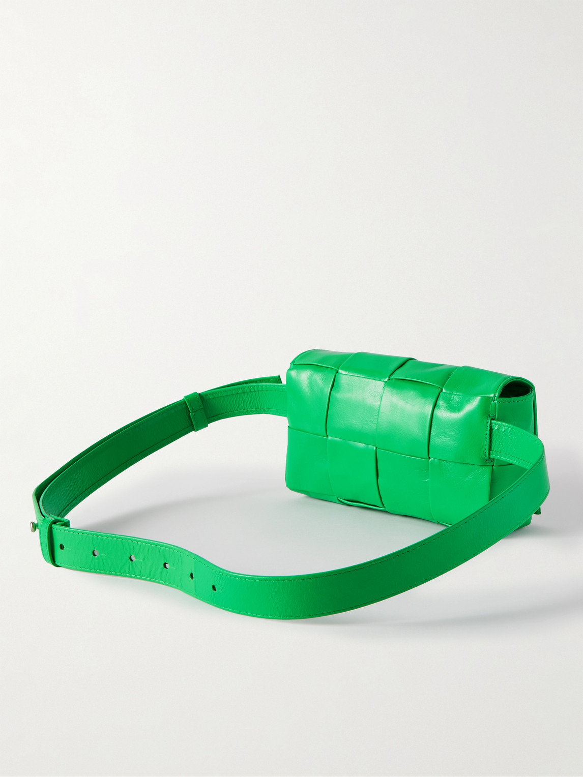 Shop Bottega Veneta Intrecciato Leather Belt Bag In Green