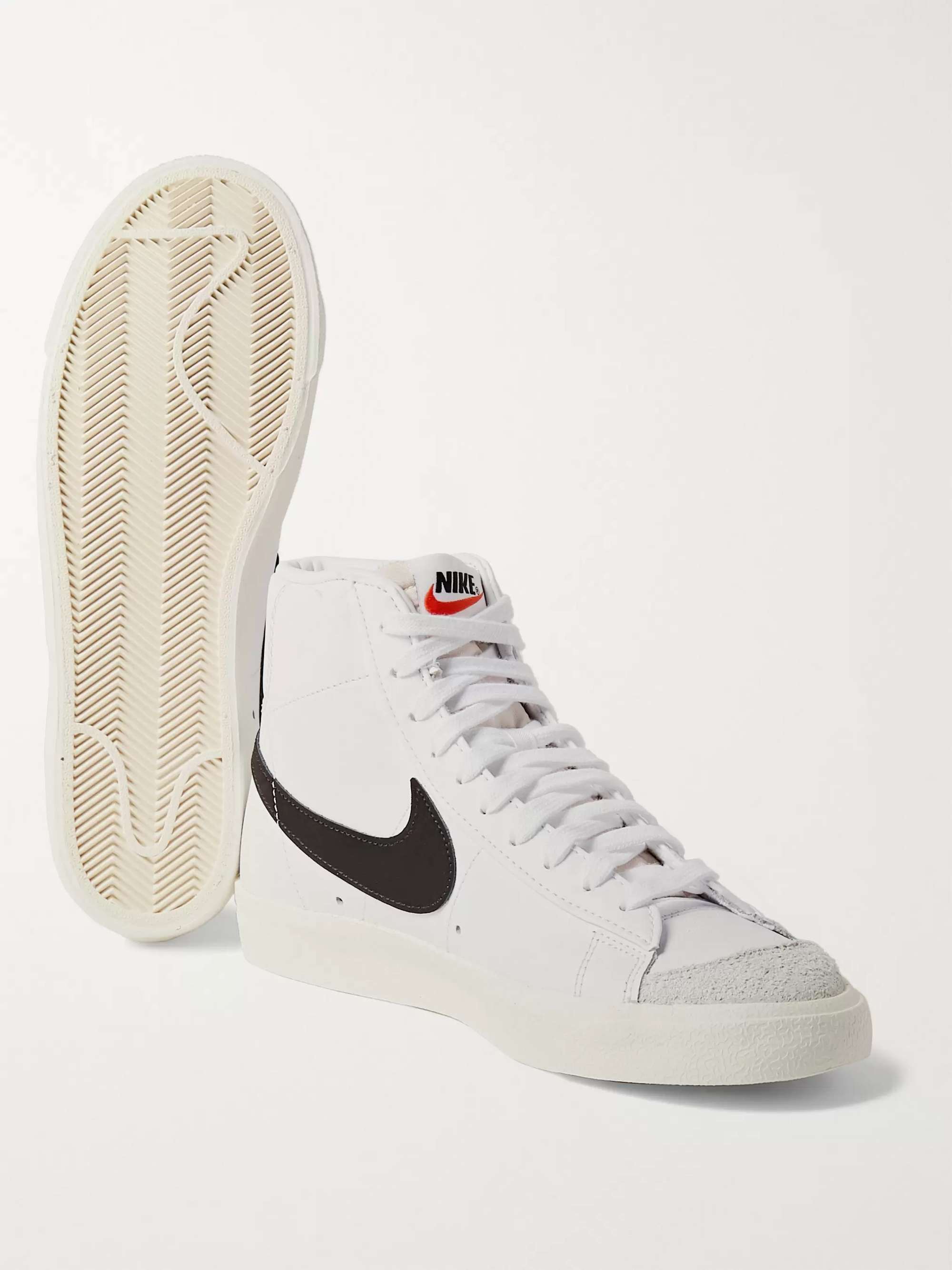 NIKE Blazer Mid '77 Suede-Trimmed Leather Sneakers | MR PORTER