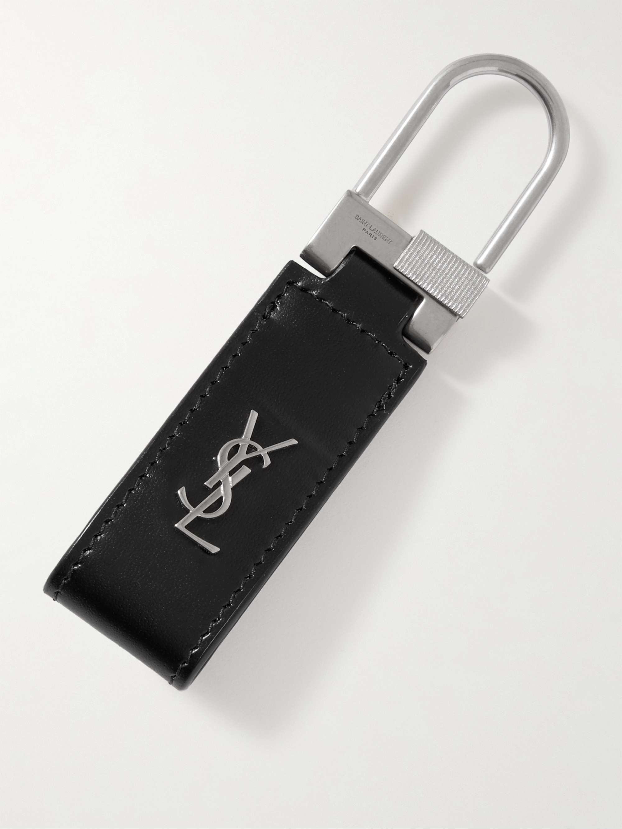 Silberfarbener Schlüsselanhänger aus Leder mit Logotdetail | MR PORTER